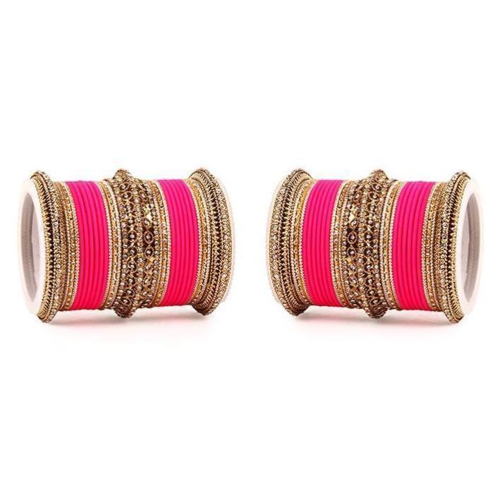 Set of 2 Bridal Neon Textured Bangle Set - Image 3