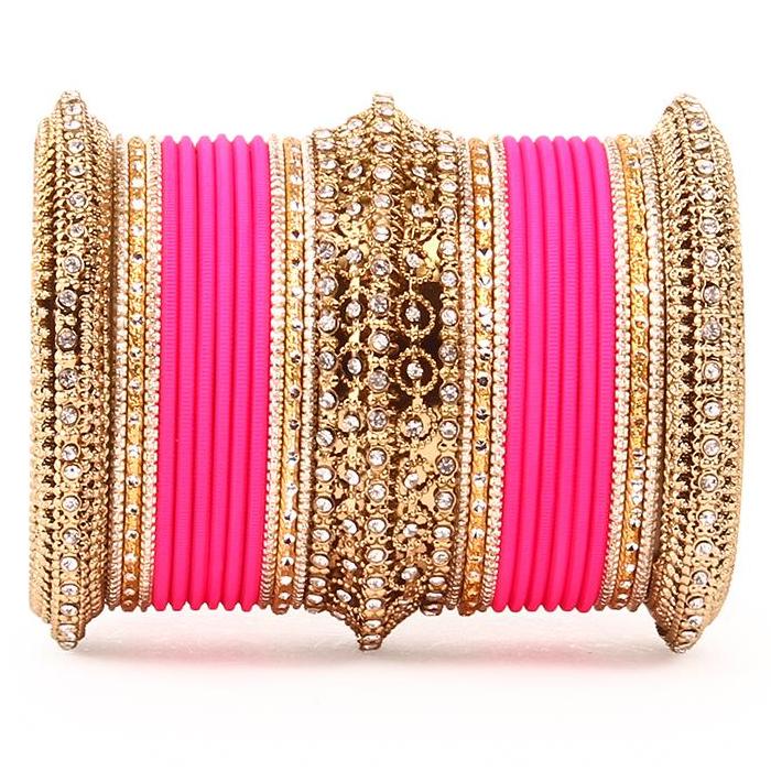 Set of 2 Bridal Neon Textured Bangle Set - Image 4