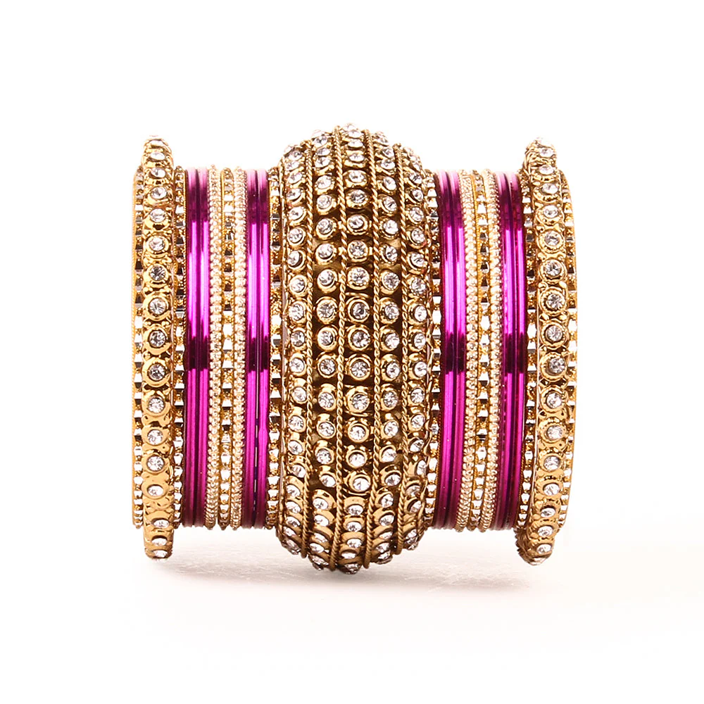 Set of 2 Colored Chakri Shining Bangle Set - Image 19