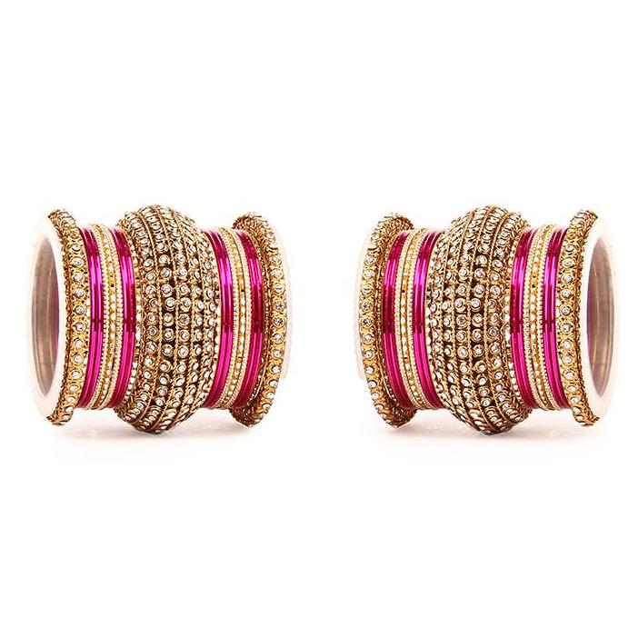 Set of 2 Colored Chakri Shining Bangle Set - Image 10