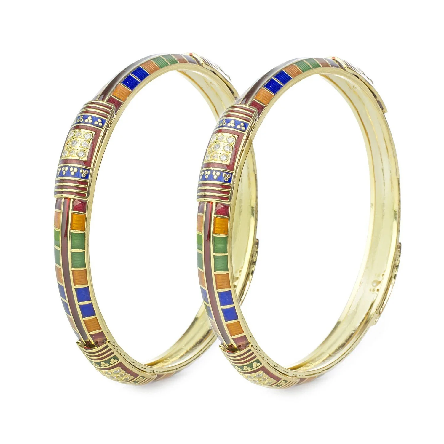 Set of 2 Daily Use Meenakari Bracelet with Intricate Stone and Gold Work by Leshya - Image 2