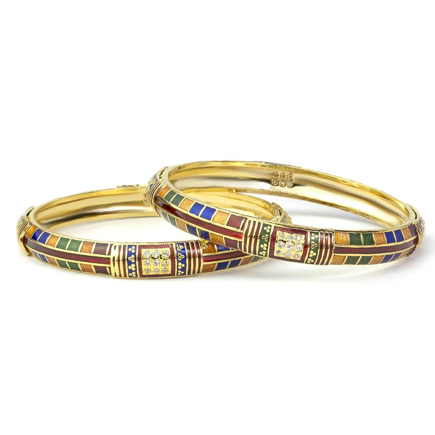 Set of 2 Daily Use Meenakari Bracelet with Intricate Stone and Gold Work by Leshya - Image 3