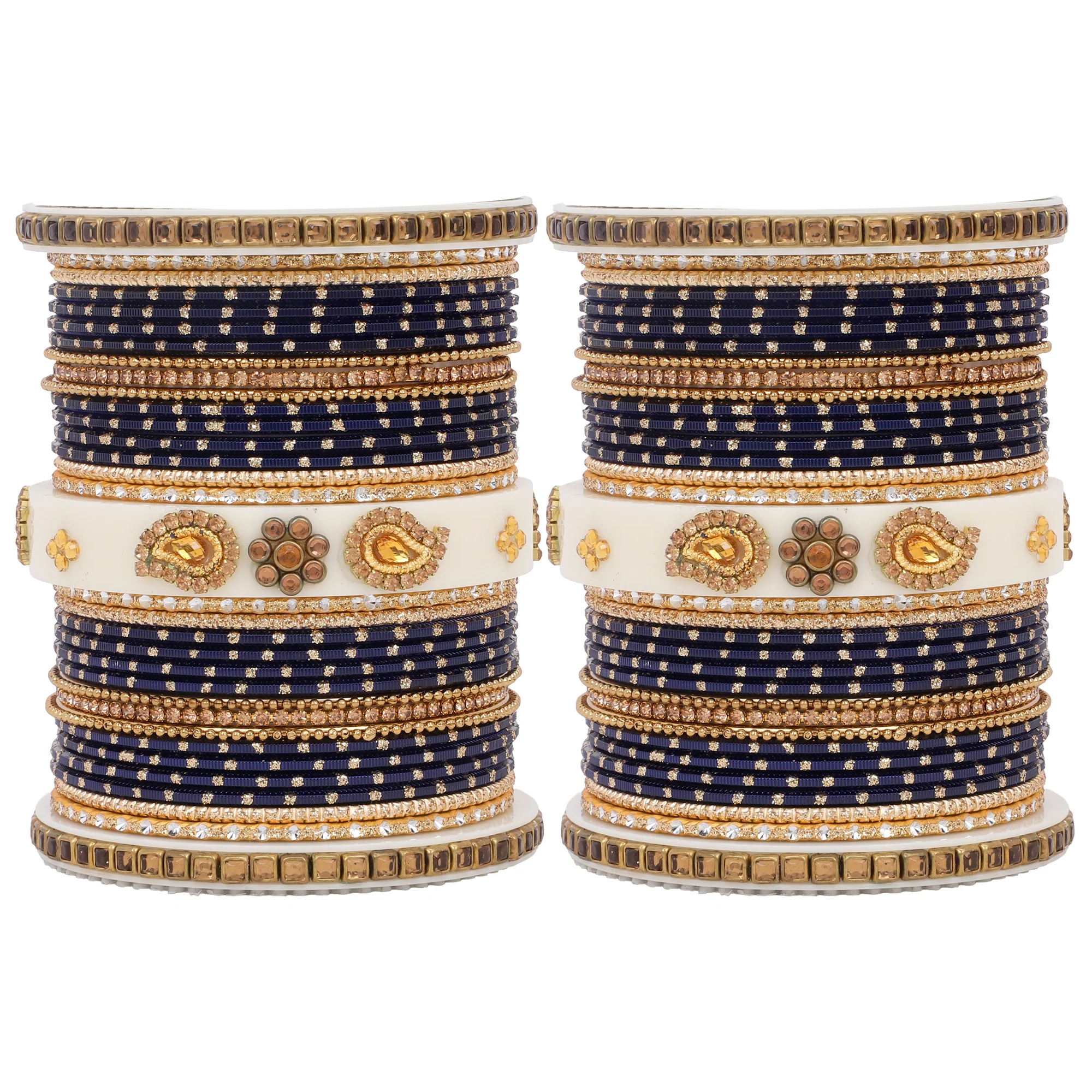Traditonal Bridal Bangle set with golden dotted design - Image 10