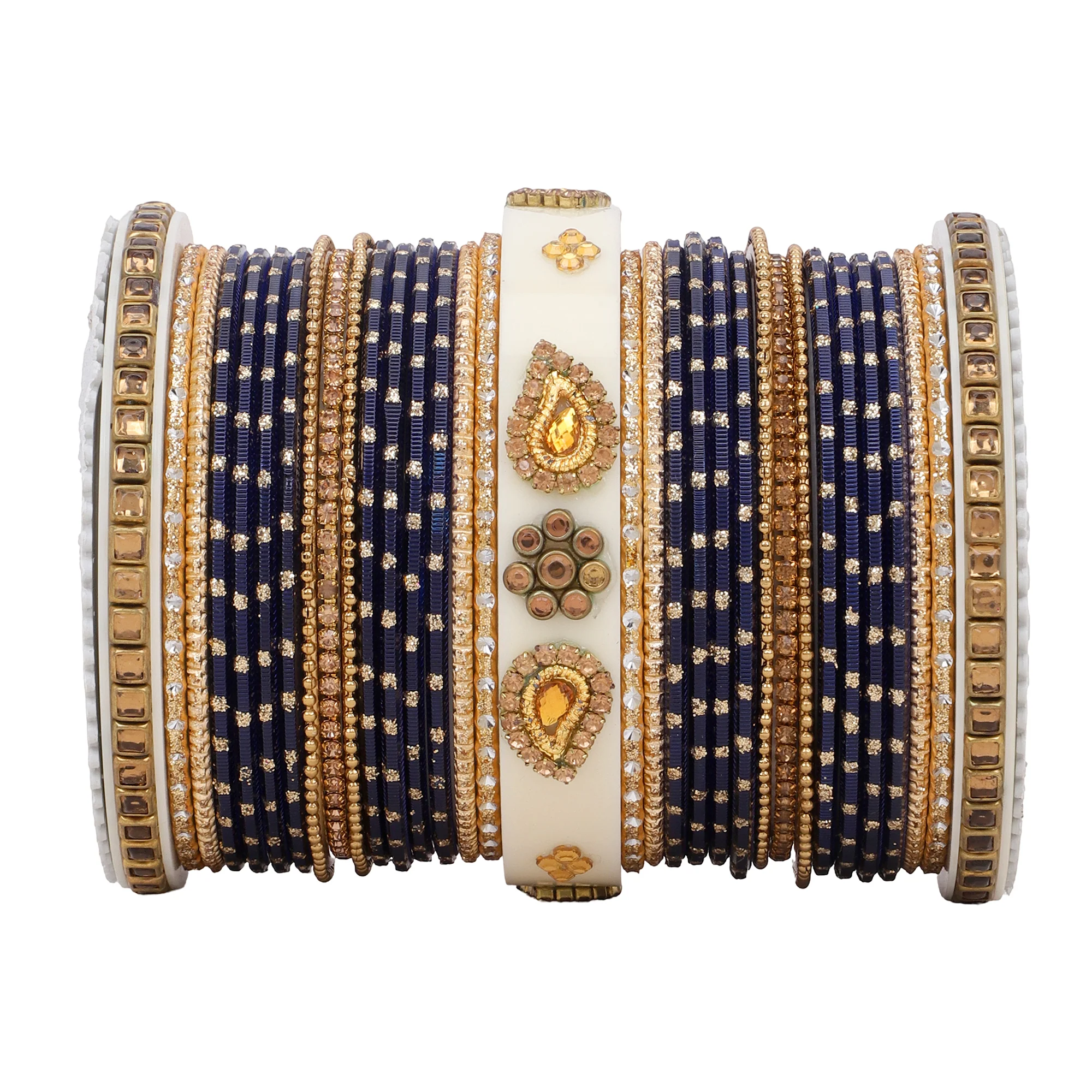 Traditonal Bridal Bangle set with golden dotted design - Image 11