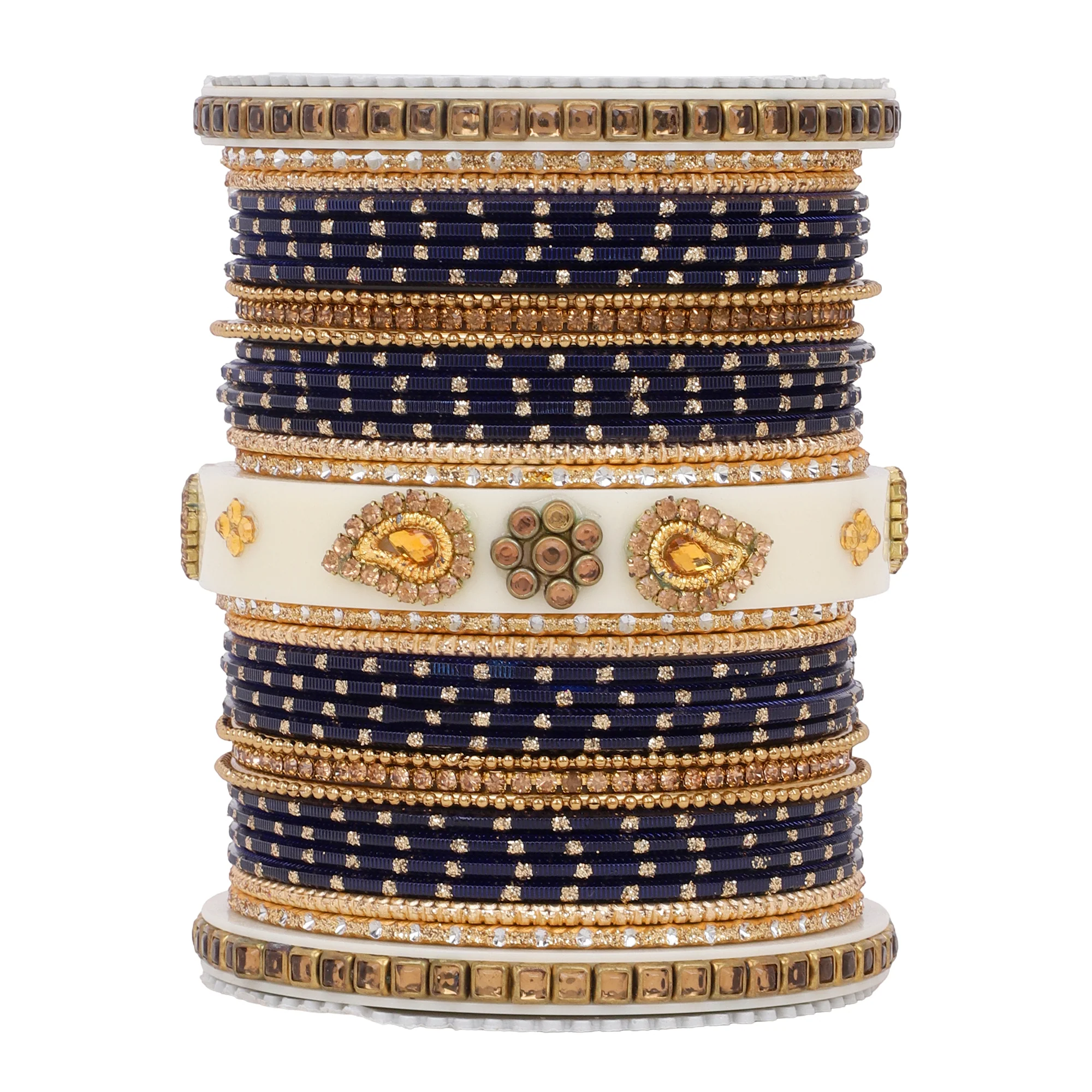 Traditonal Bridal Bangle set with golden dotted design - Image 12