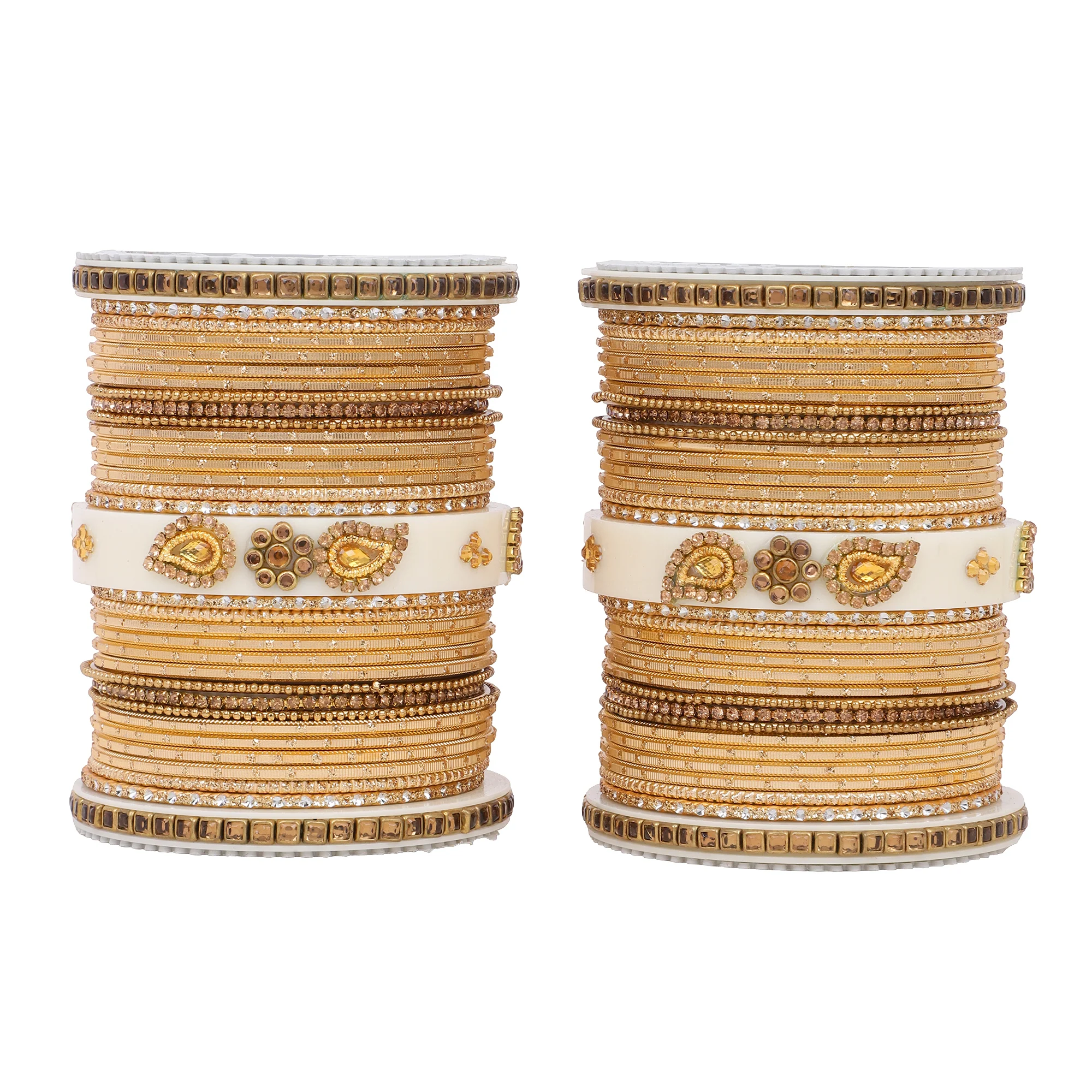 Traditonal Bridal Bangle set with golden dotted design - Image 13
