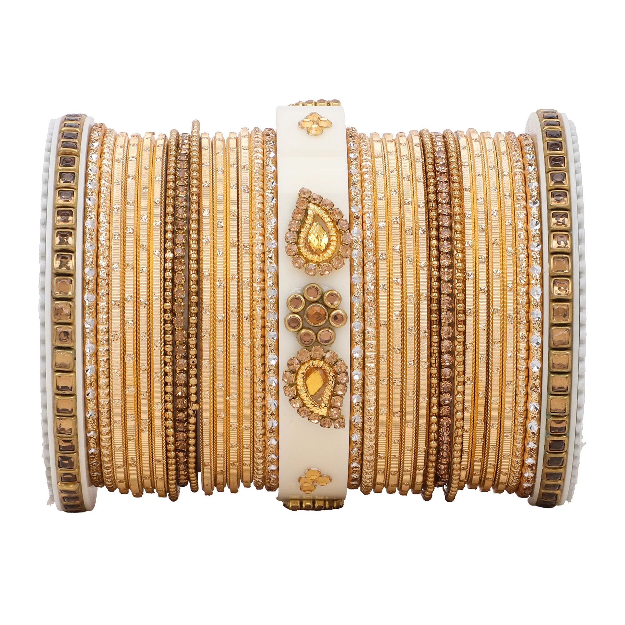 Traditonal Bridal Bangle set with golden dotted design - Image 14