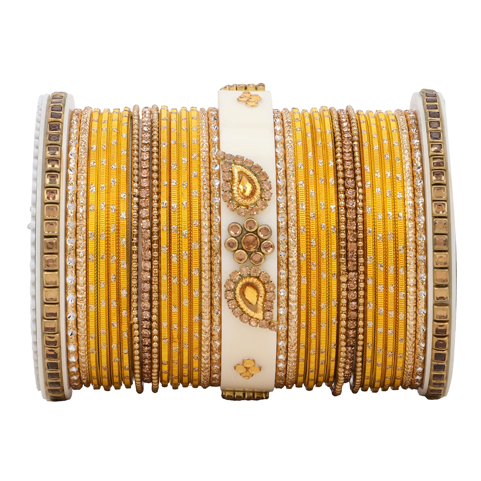Traditonal Bridal Bangle set with golden dotted design - Image 15