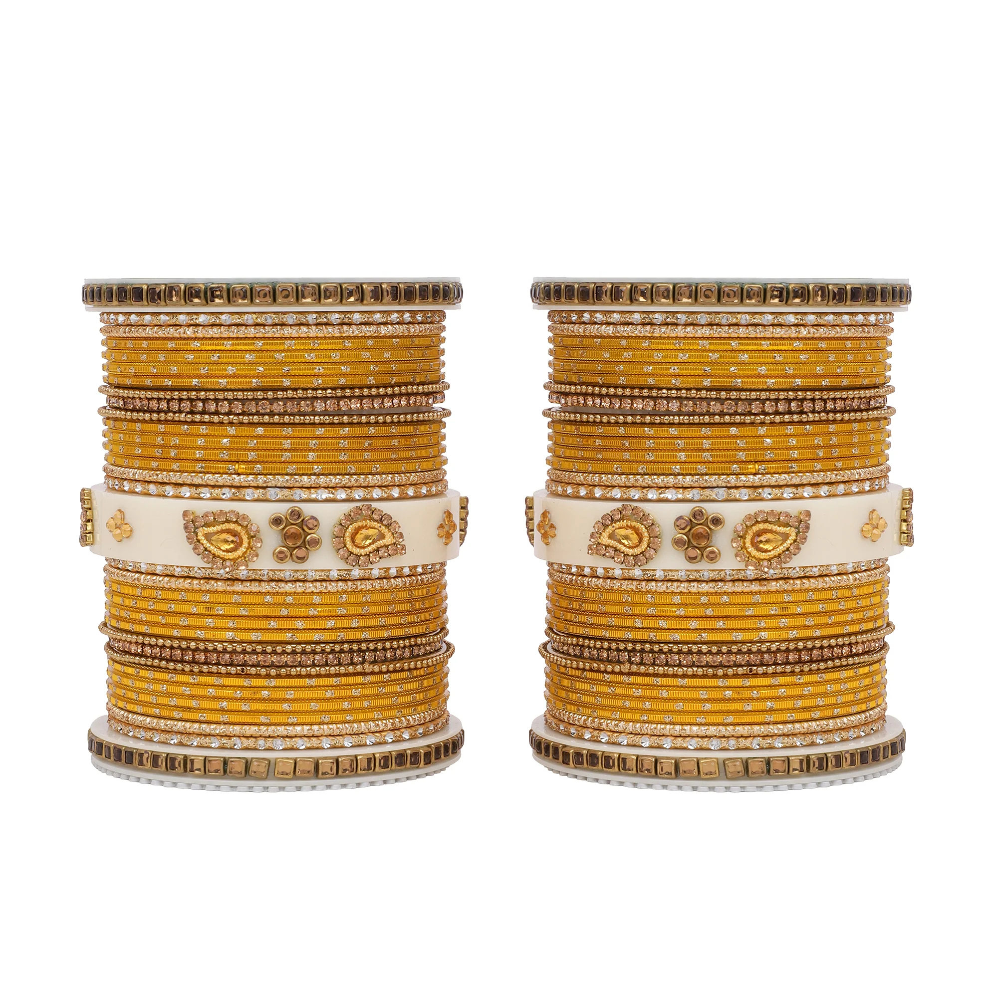 Traditonal Bridal Bangle set with golden dotted design - Image 16