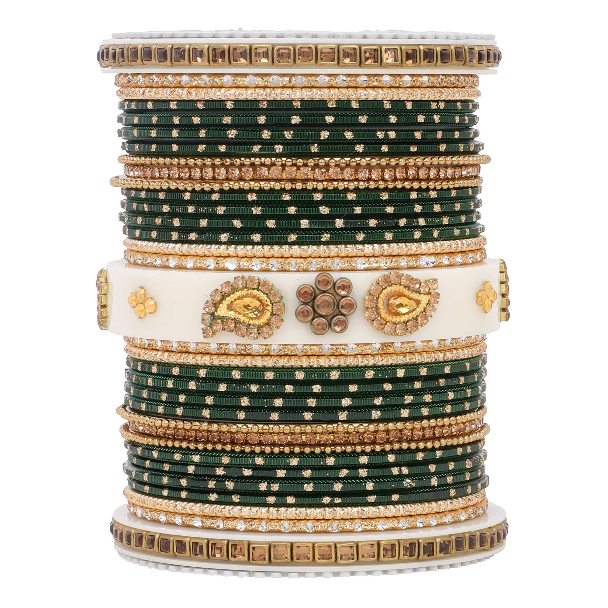 Traditonal Bridal Bangle set with golden dotted design - Image 18