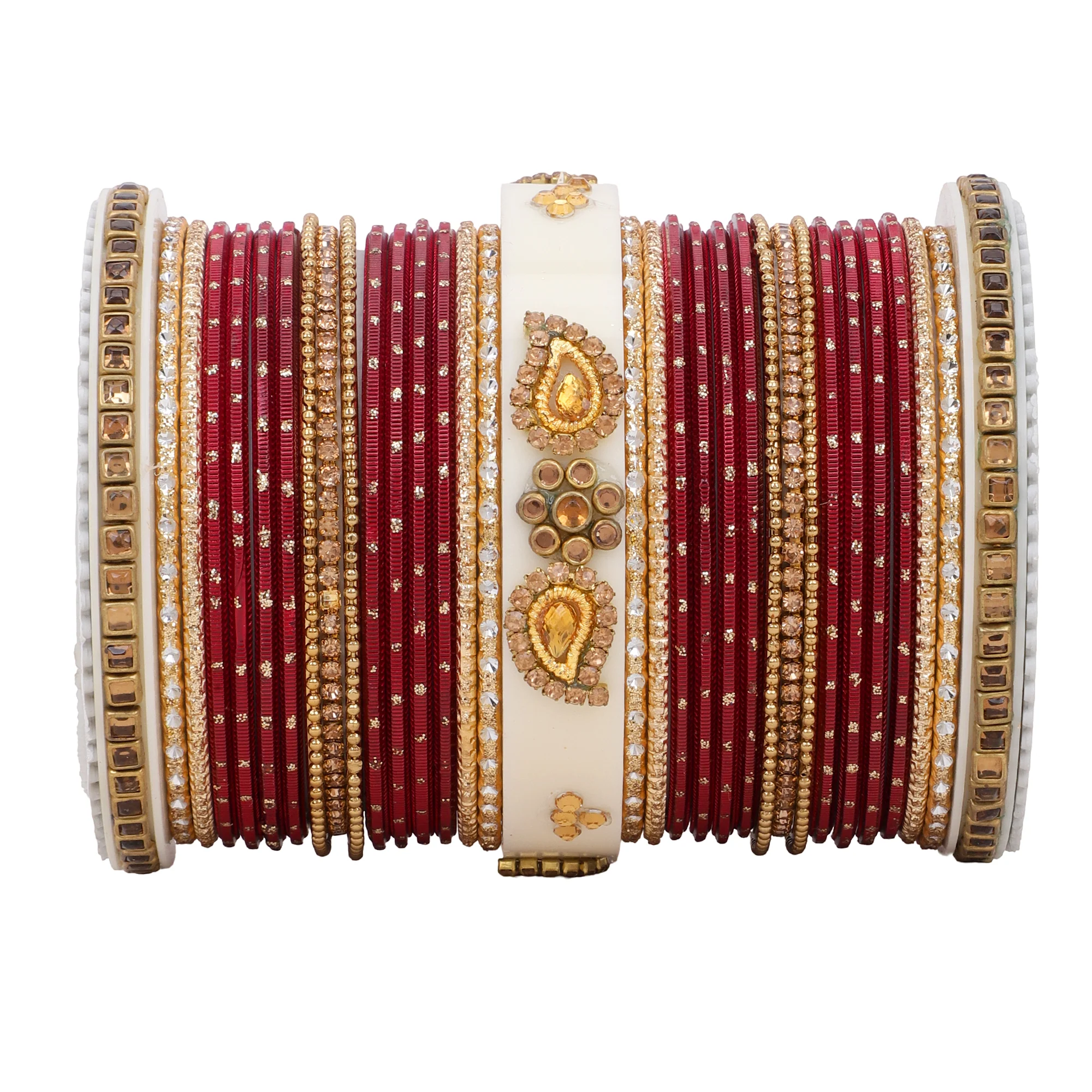 Traditonal Bridal Bangle set with golden dotted design - Image 20