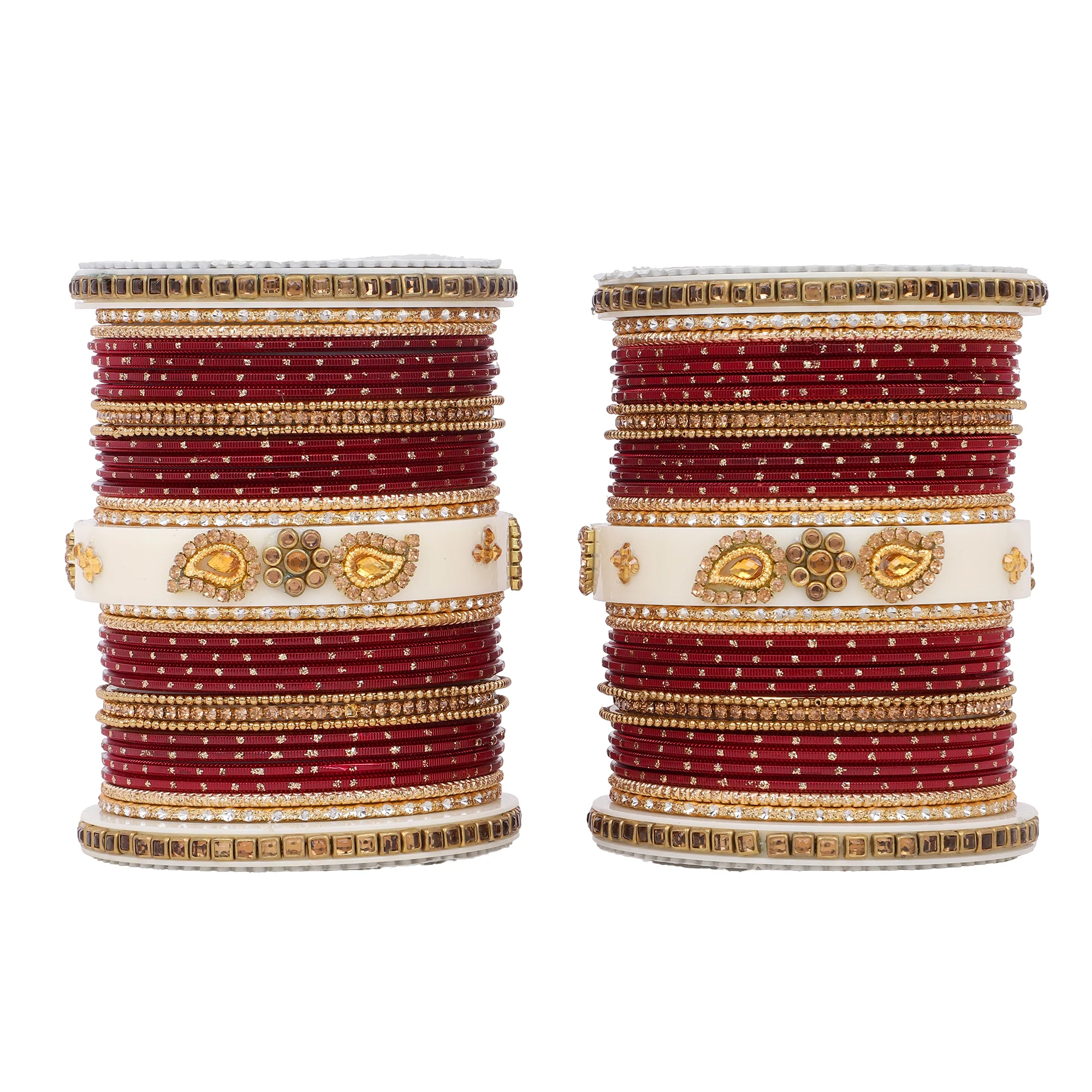 Traditonal Bridal Bangle set with golden dotted design - Image 21
