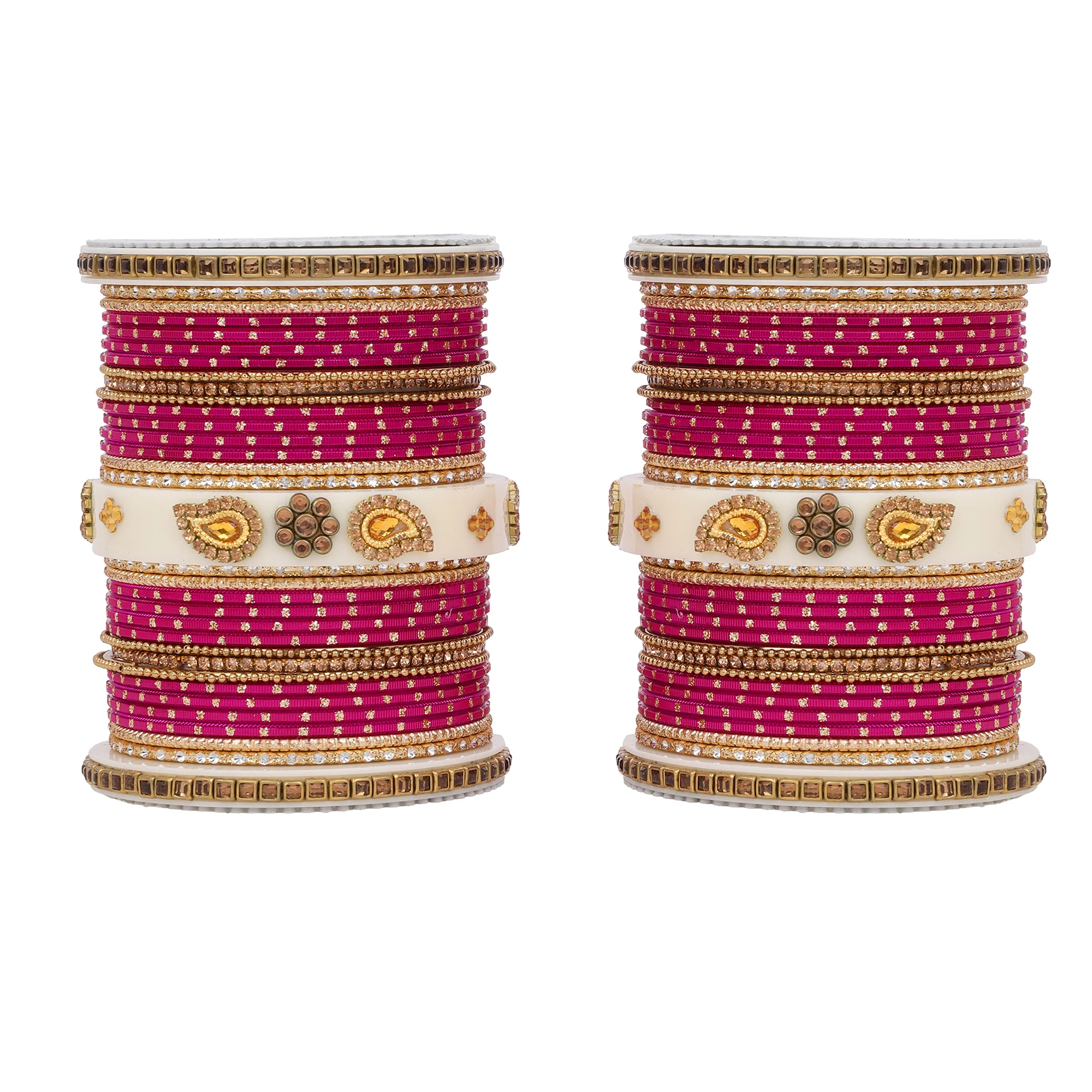 Traditonal Bridal Bangle set with golden dotted design - Image 22