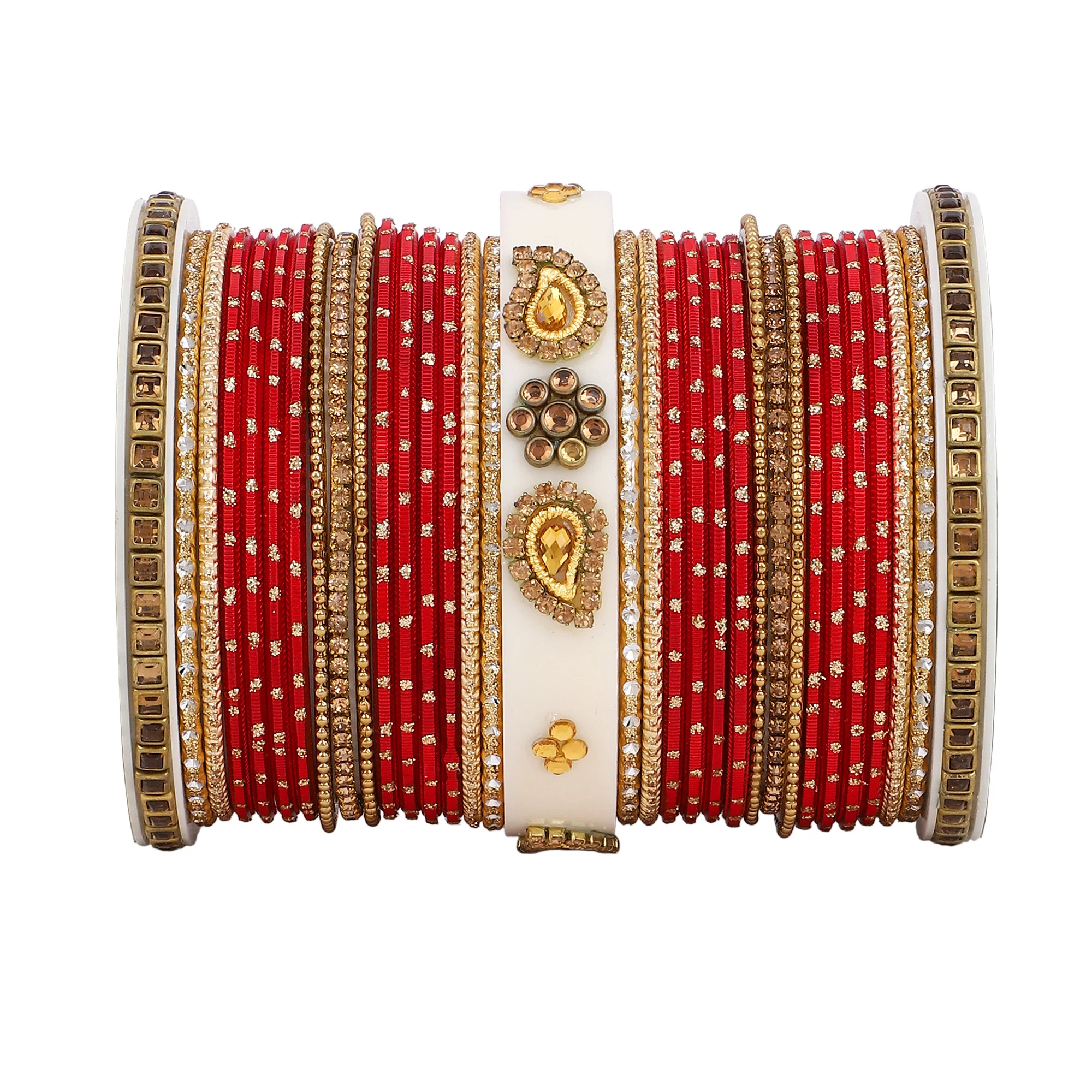 Traditonal Bridal Bangle set with golden dotted design - Image 3