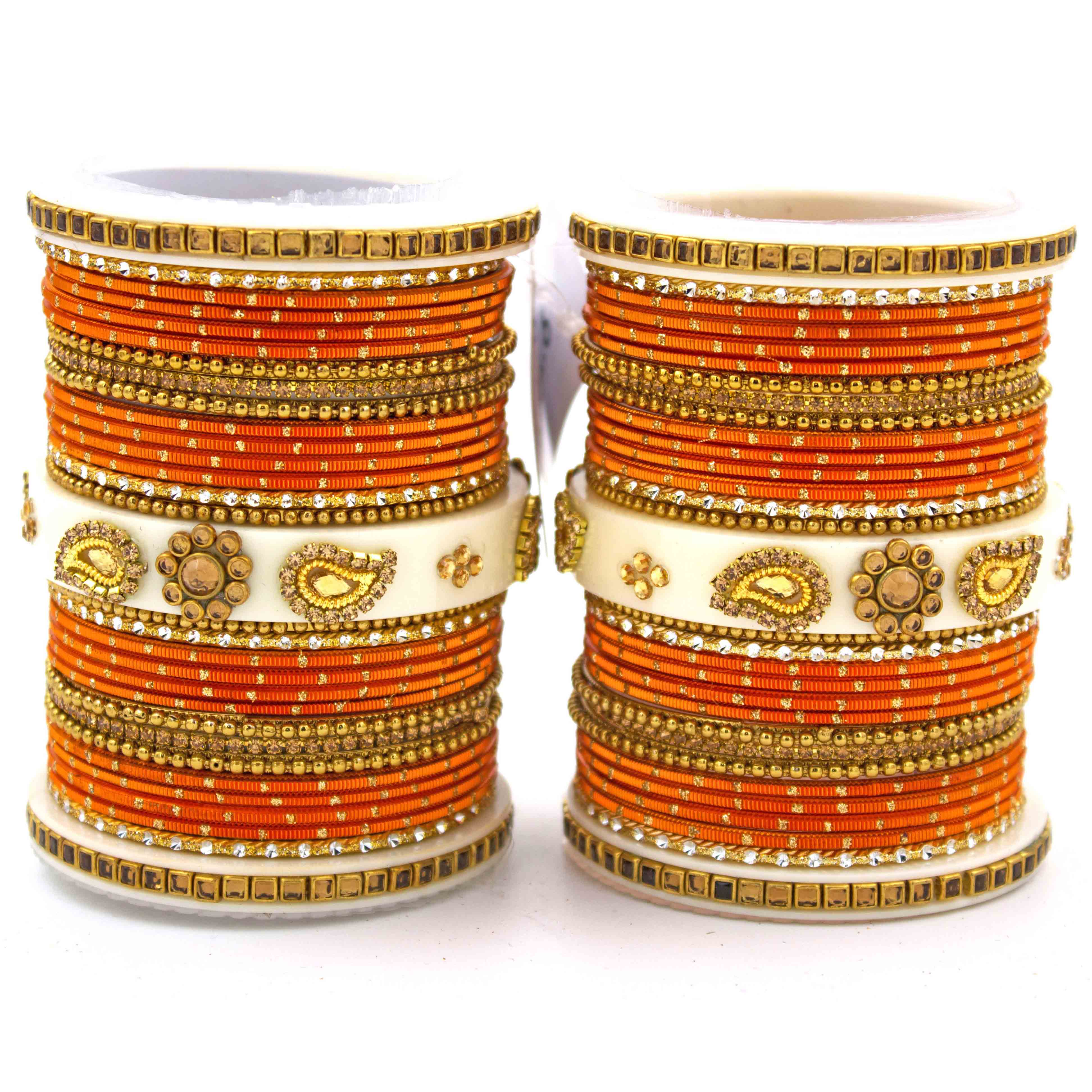 Traditonal Bridal Bangle set with golden dotted design - Image 4