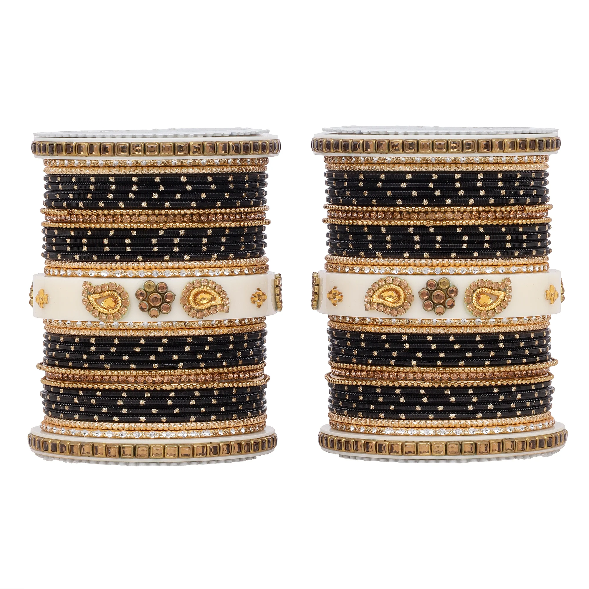 Traditonal Bridal Bangle set with golden dotted design - Image 8