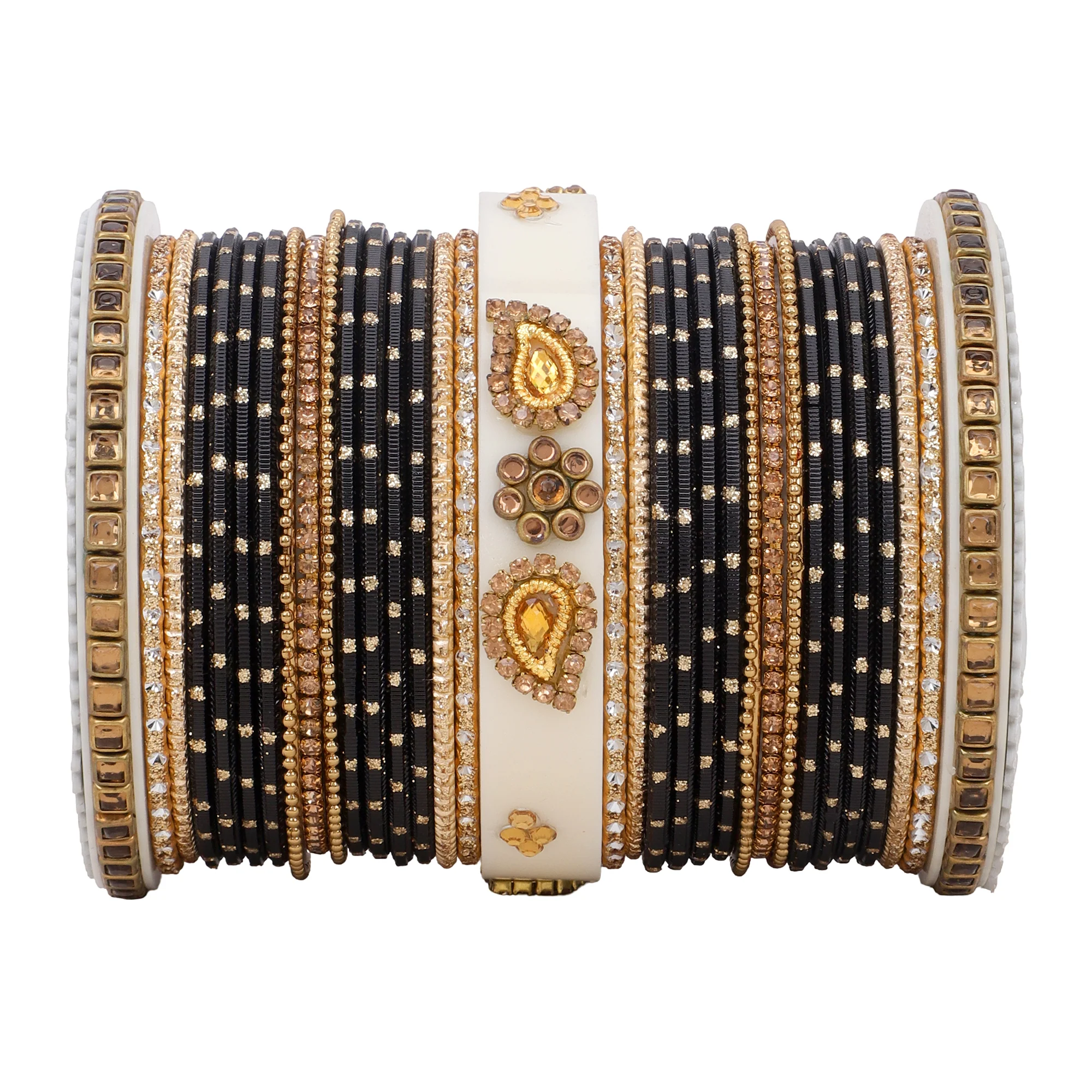 Traditonal Bridal Bangle set with golden dotted design - Image 9