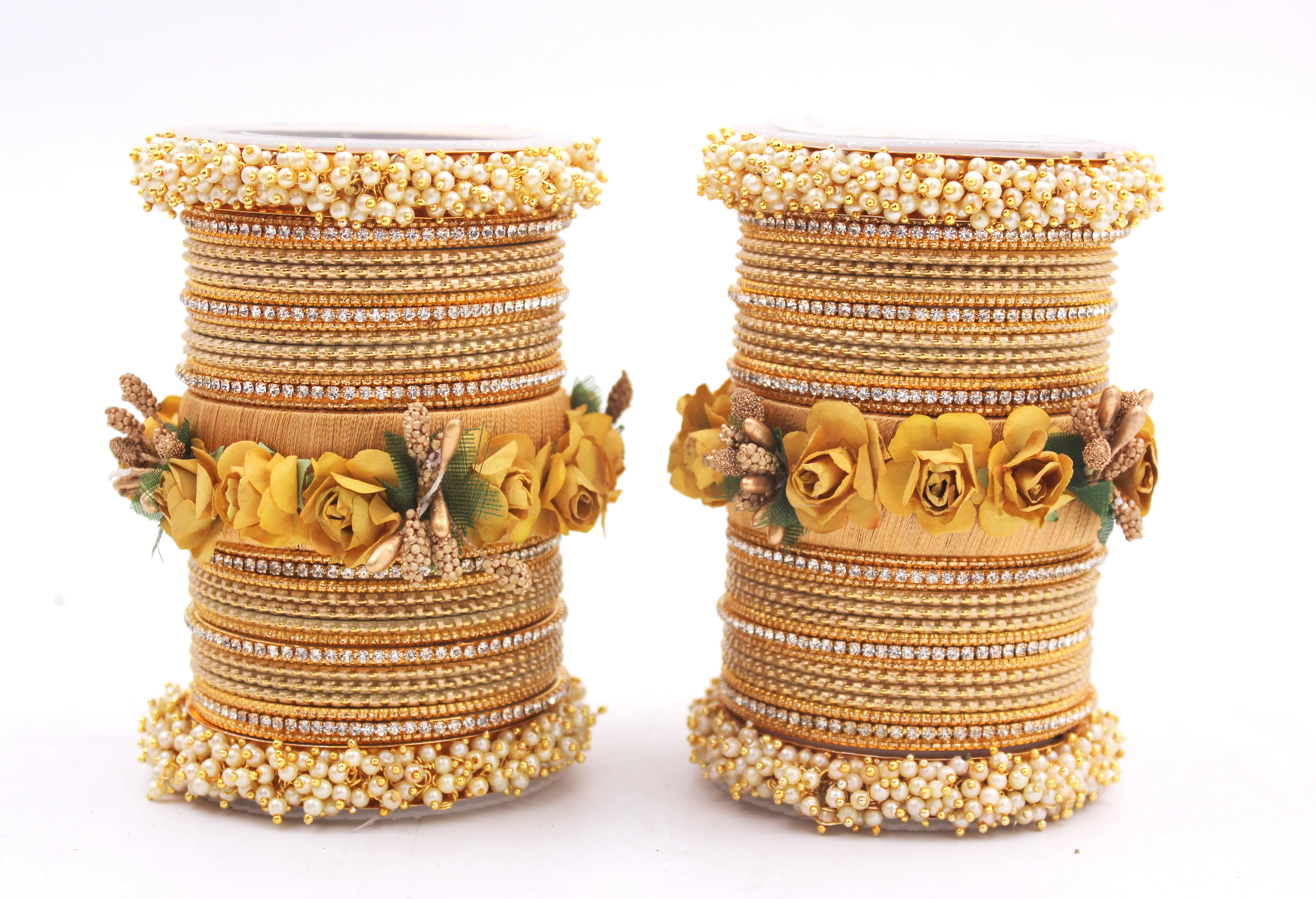 Set of 2 Floral Bridal Bangle sets By Leshya - Image 4