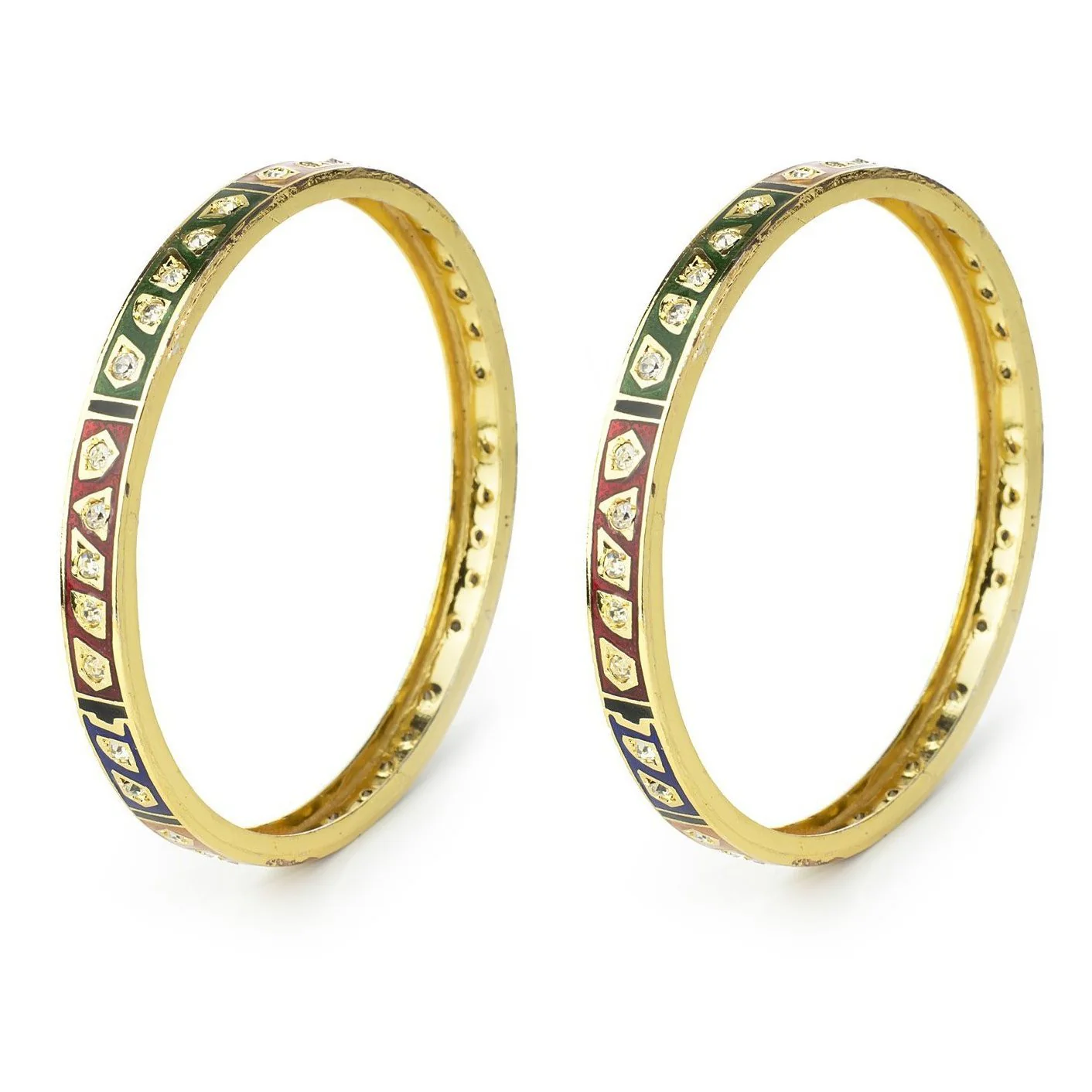 Set of 2 Gold Polish Meenakari Bracelets for Daily - Image 2