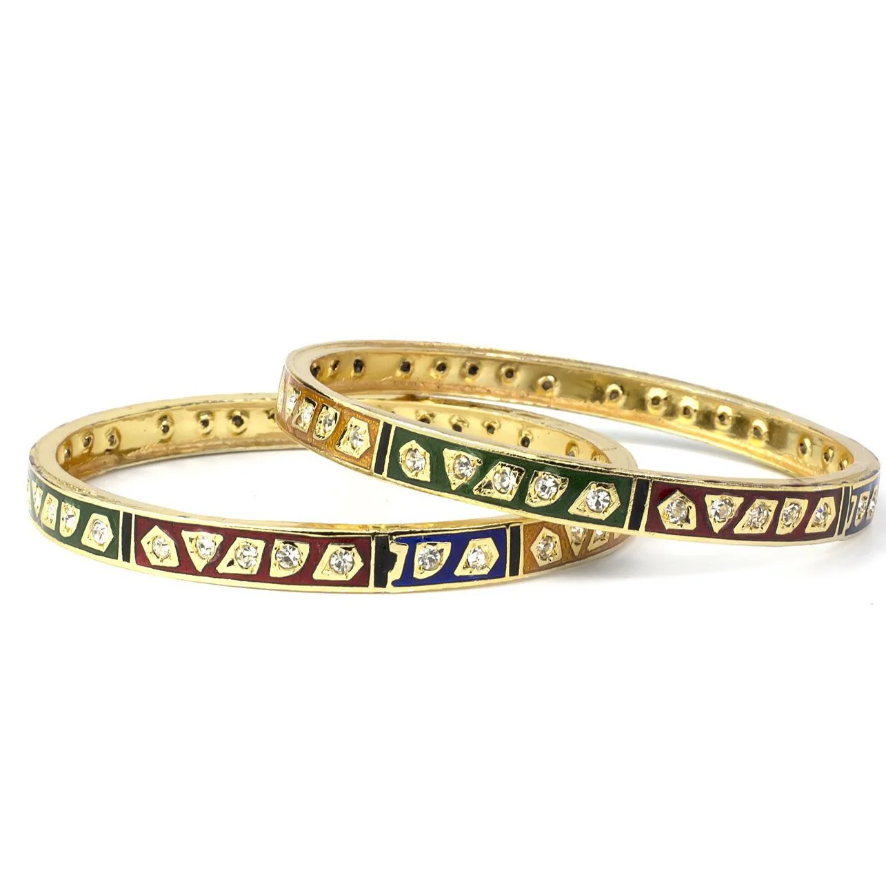 Set of 2 Gold Polish Meenakari Bracelets for Daily - Image 3