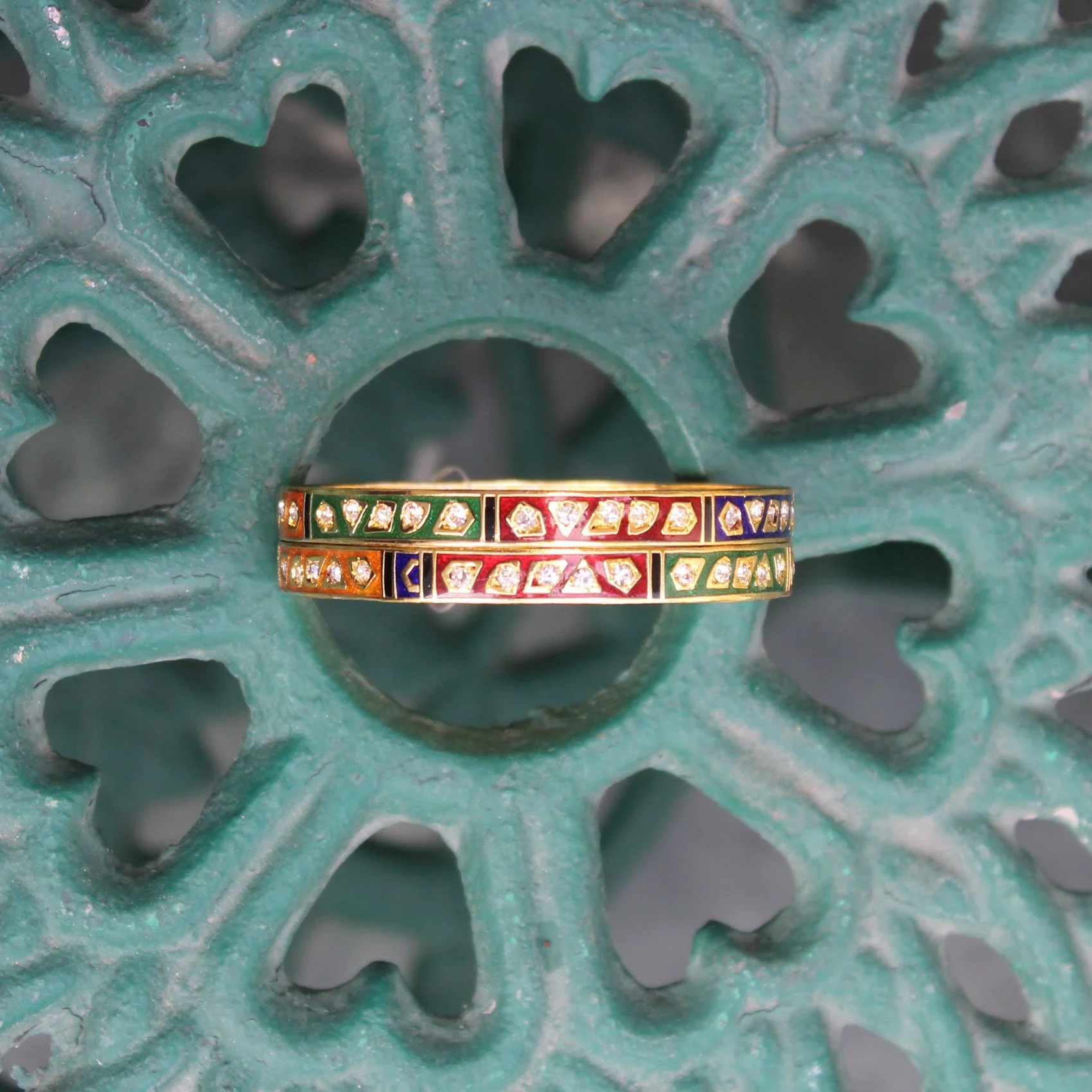 Set of 2 Gold Polish Meenakari Bracelets for Daily - Image 4