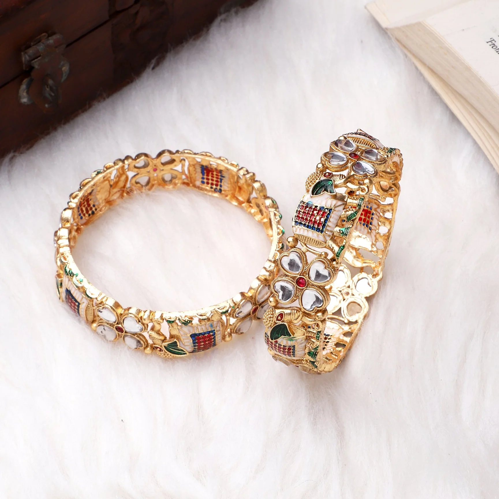 Set of 2 Golden Elephant Bracelets by Leshya - Image 2
