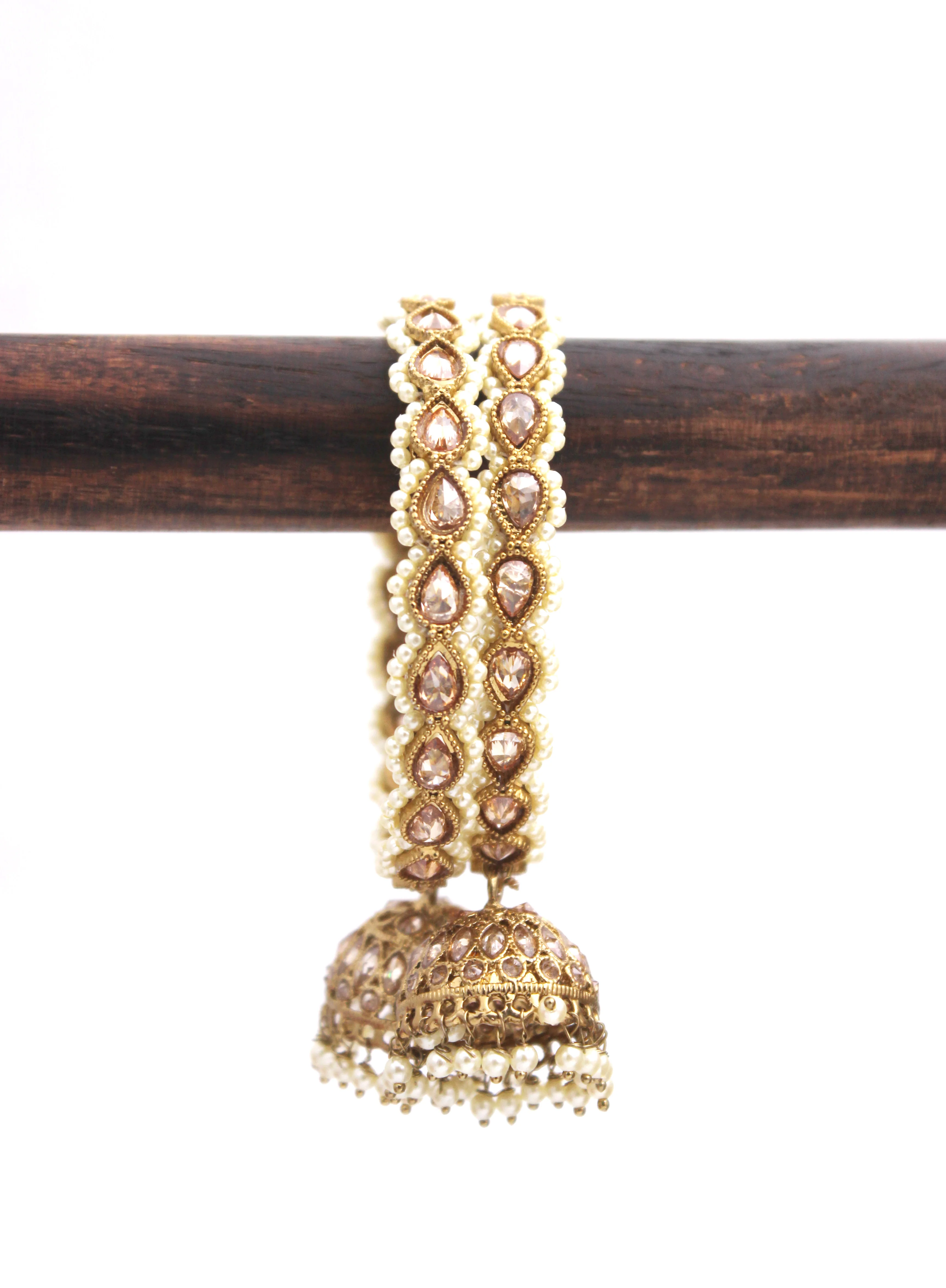 Set of 2 Golden Kundan Beaded Jhumki by Leshya - Image 4