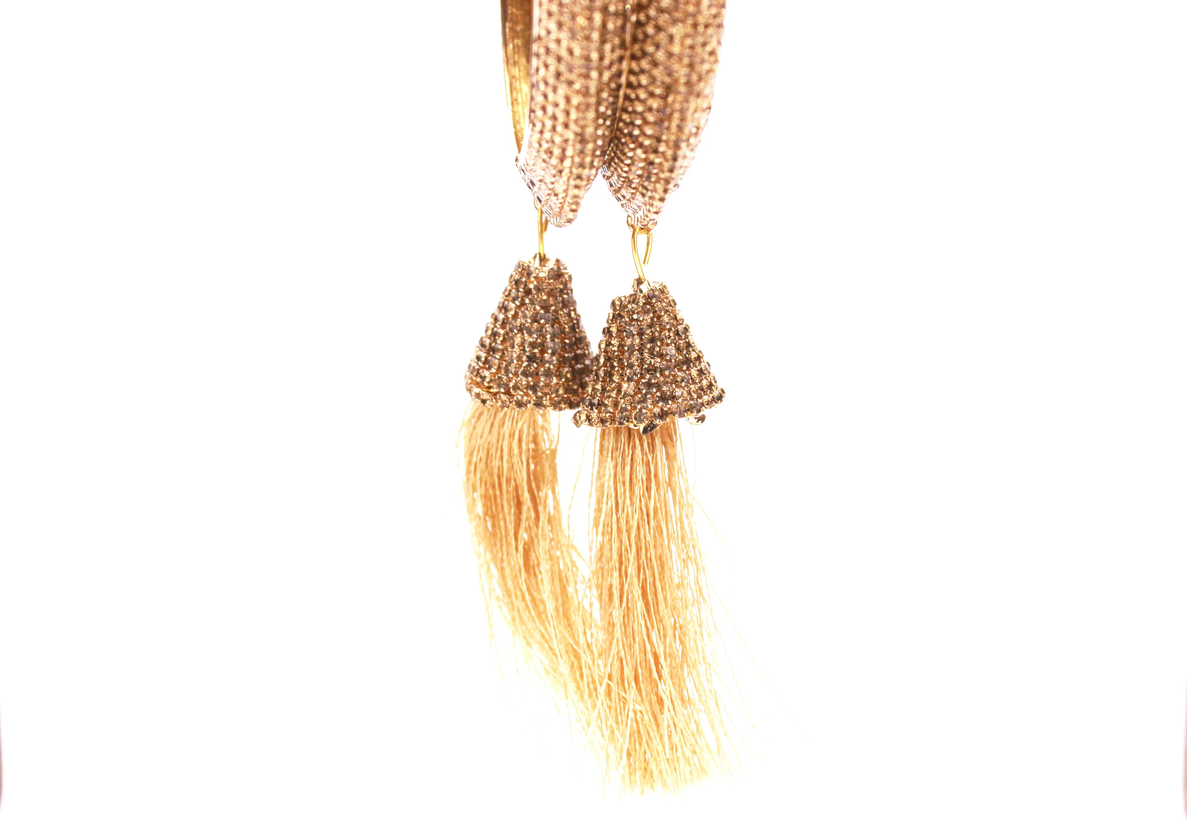 Set of 2 Golden Tassel Latkan with Running Golden Stones - Image 3