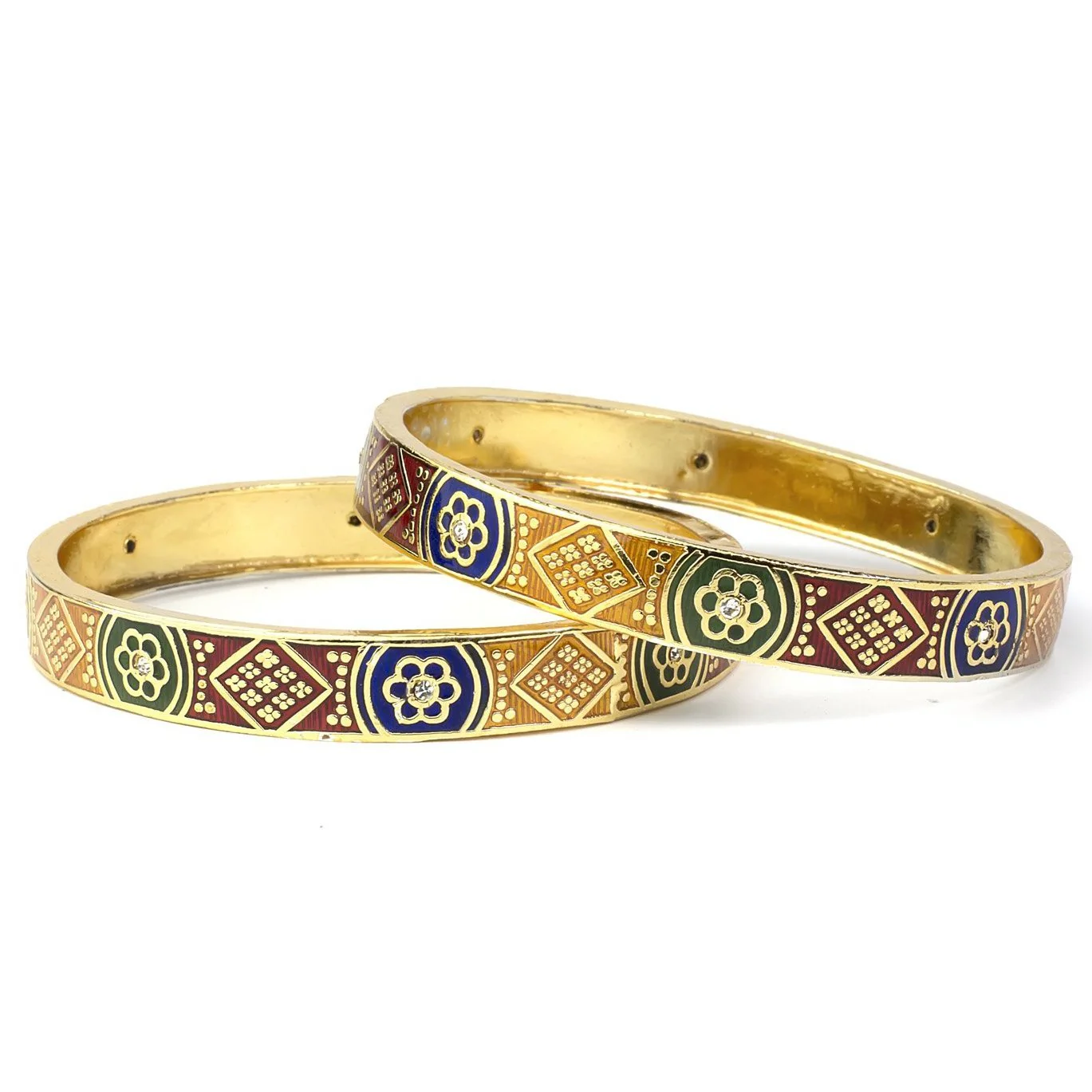 Set of 2 Intricately Designed Golden Work Bracelets for Daily Use - Image 3