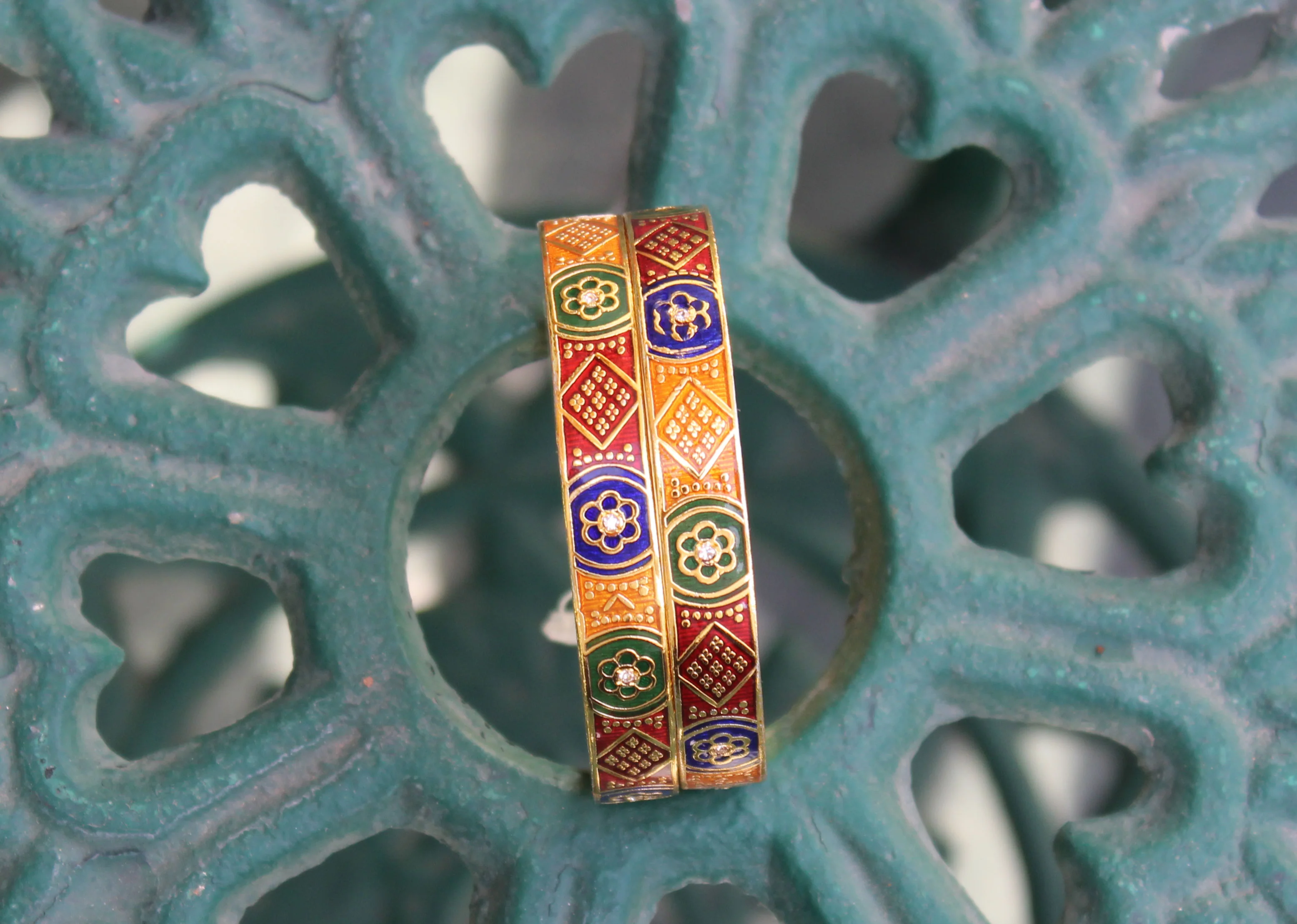 Set of 2 Intricately Designed Golden Work Bracelets for Daily Use - Image 4