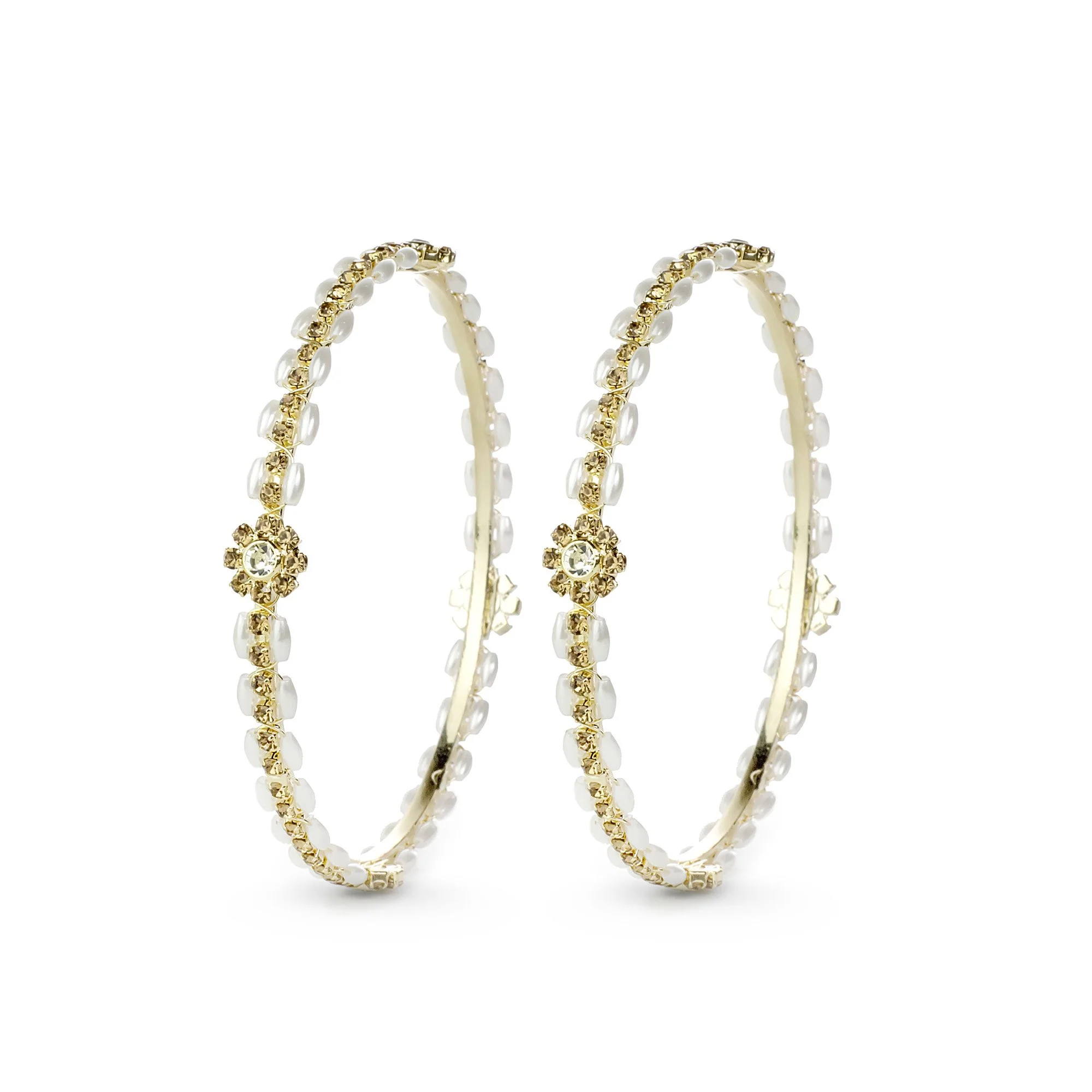 Set of 2 Pearl Bracelets with golden flower for Everyday Wear - Image 3