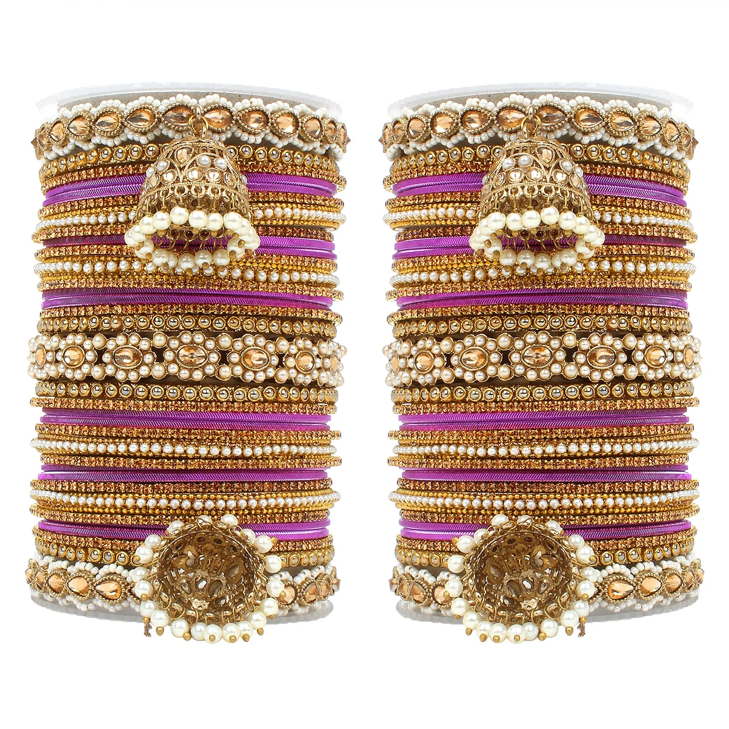 Set of 2 Rich Texture bangle set with Jhumki Borders by Leshya - Image 8