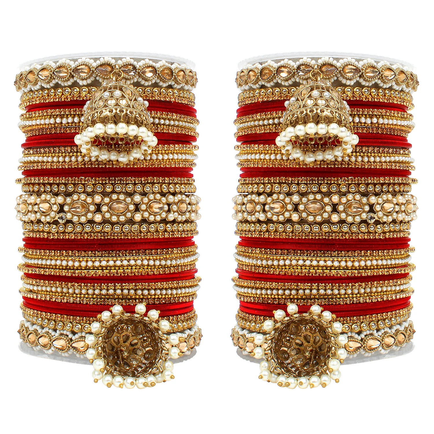 Set of 2 Rich Texture bangle set with Jhumki Borders by Leshya - Image 10
