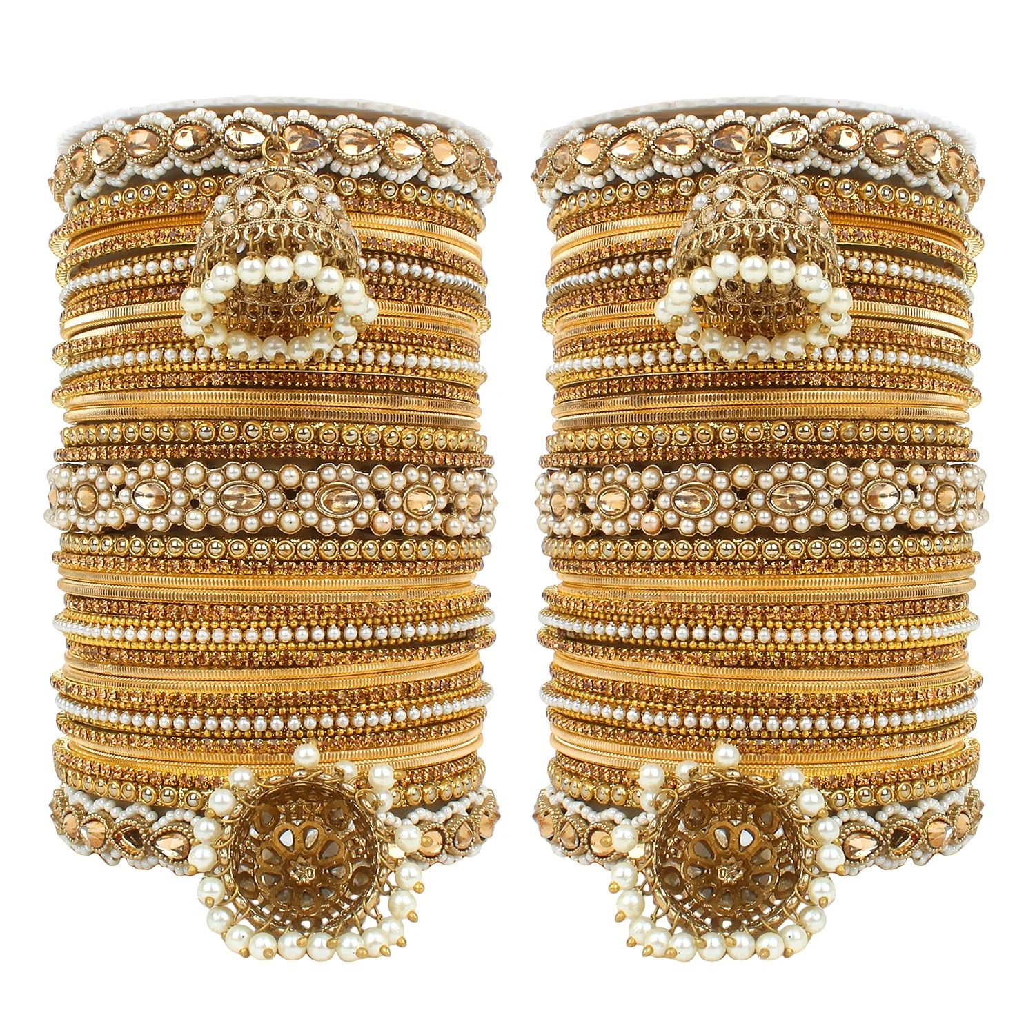 Set of 2 Rich Texture bangle set with Jhumki Borders by Leshya - Image 6