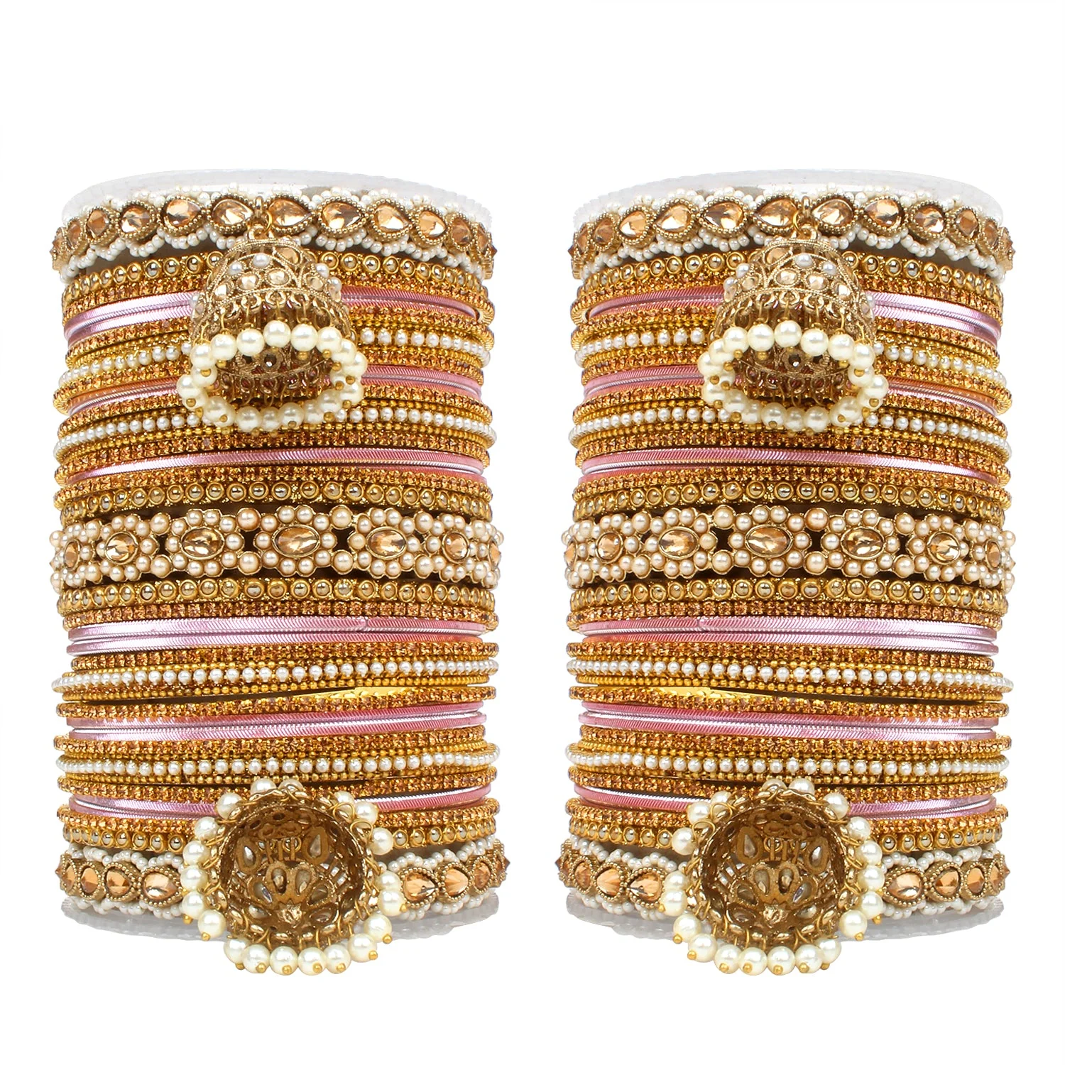 Set of 2 Rich Texture bangle set with Jhumki Borders by Leshya - Image 8