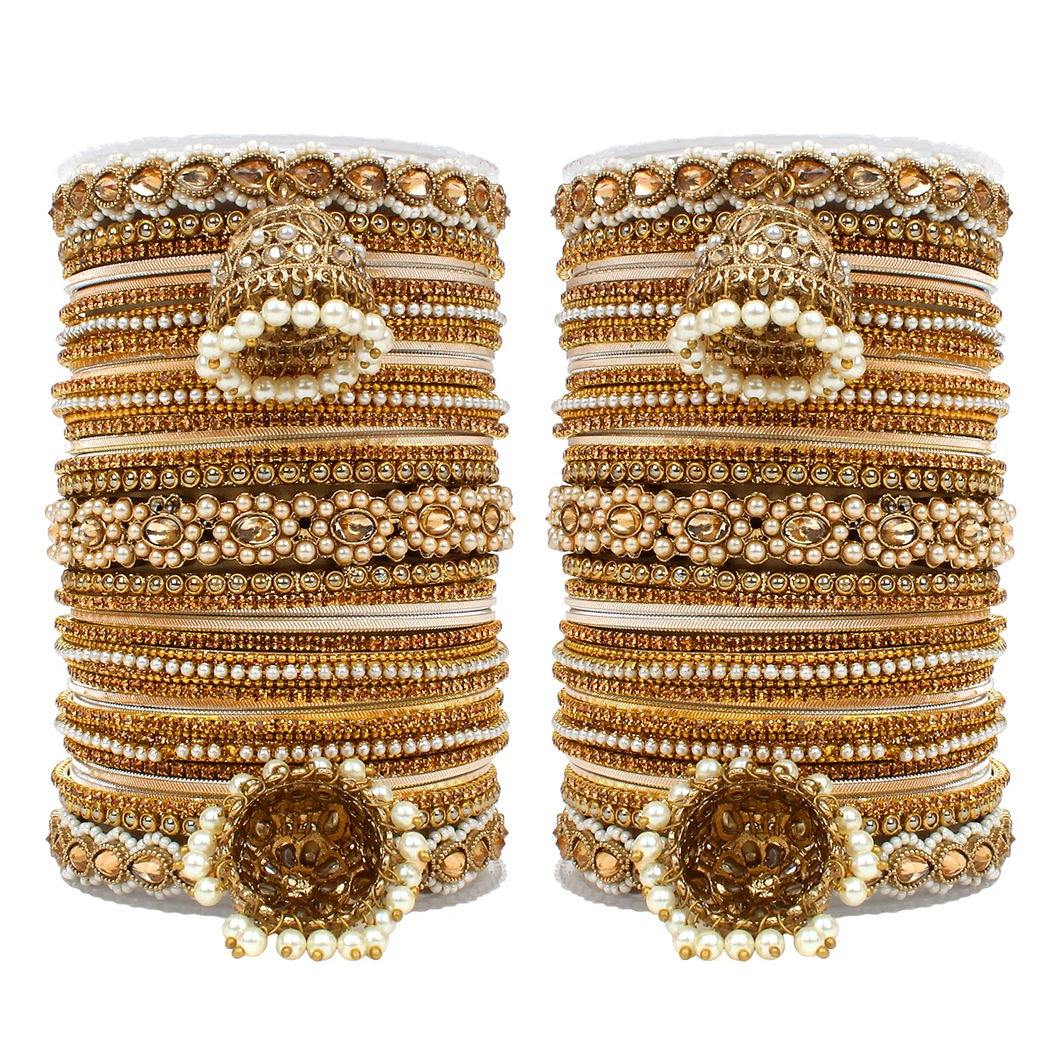 Set of 2 Rich Texture bangle set with Jhumki Borders by Leshya - Image 2