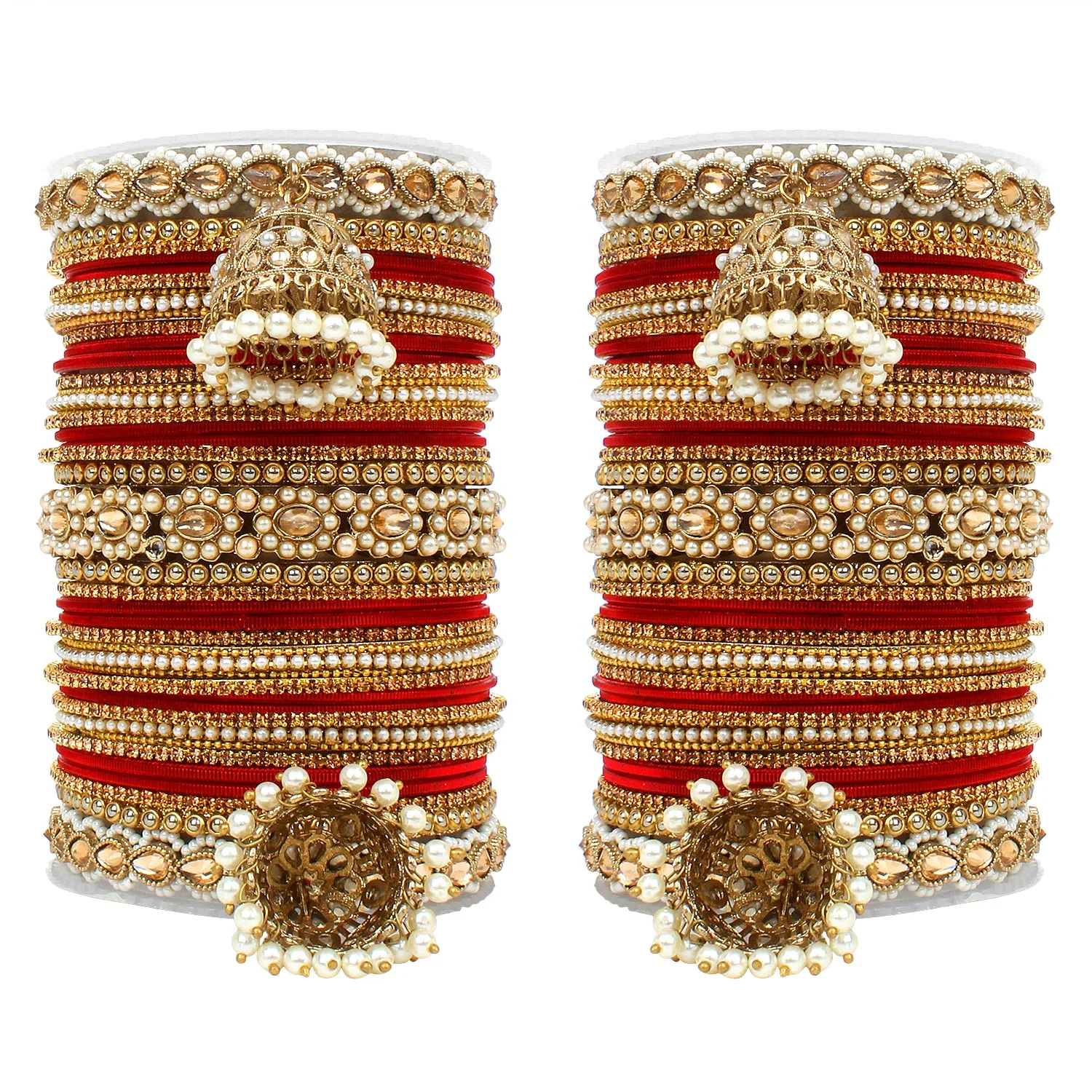 Set of 2 Rich Texture bangle set with Jhumki Borders by Leshya - Image 10
