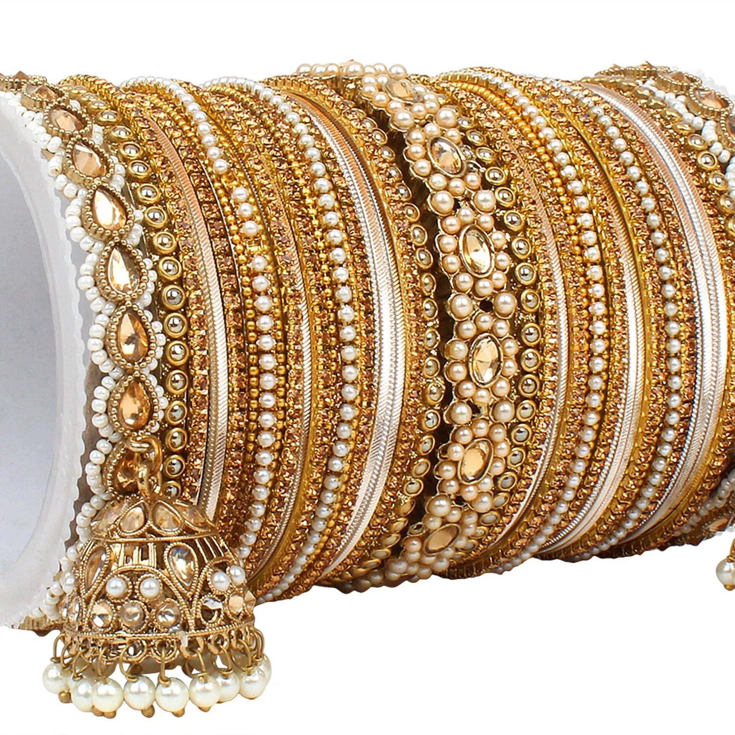 Set of 2 Rich Texture bangle set with Jhumki Borders by Leshya - Image 5