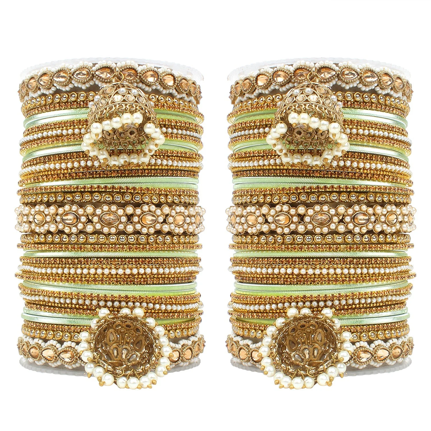 Set of 2 Rich Texture bangle set with Jhumki Borders by Leshya - Image 14