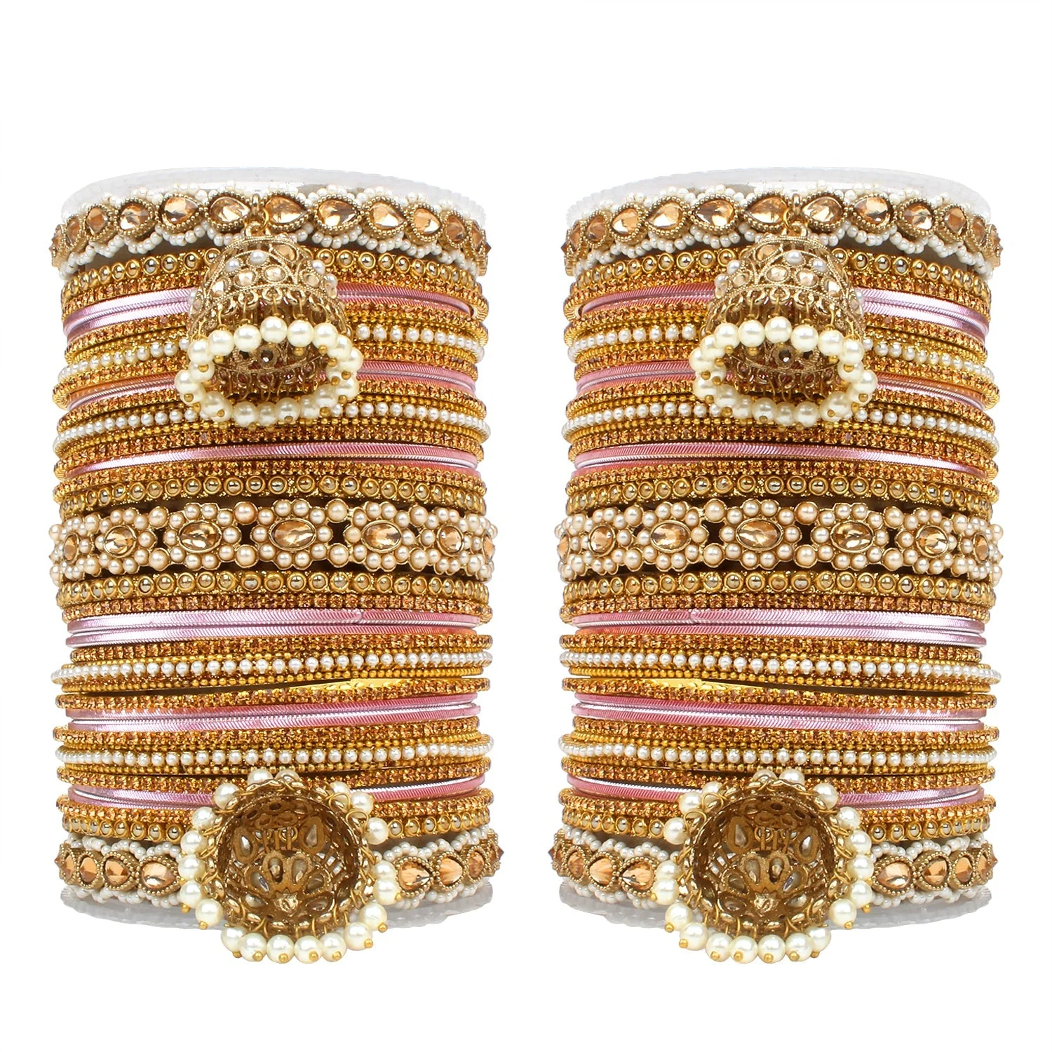 Set of 2 Rich Texture bangle set with Jhumki Borders by Leshya - Image 8