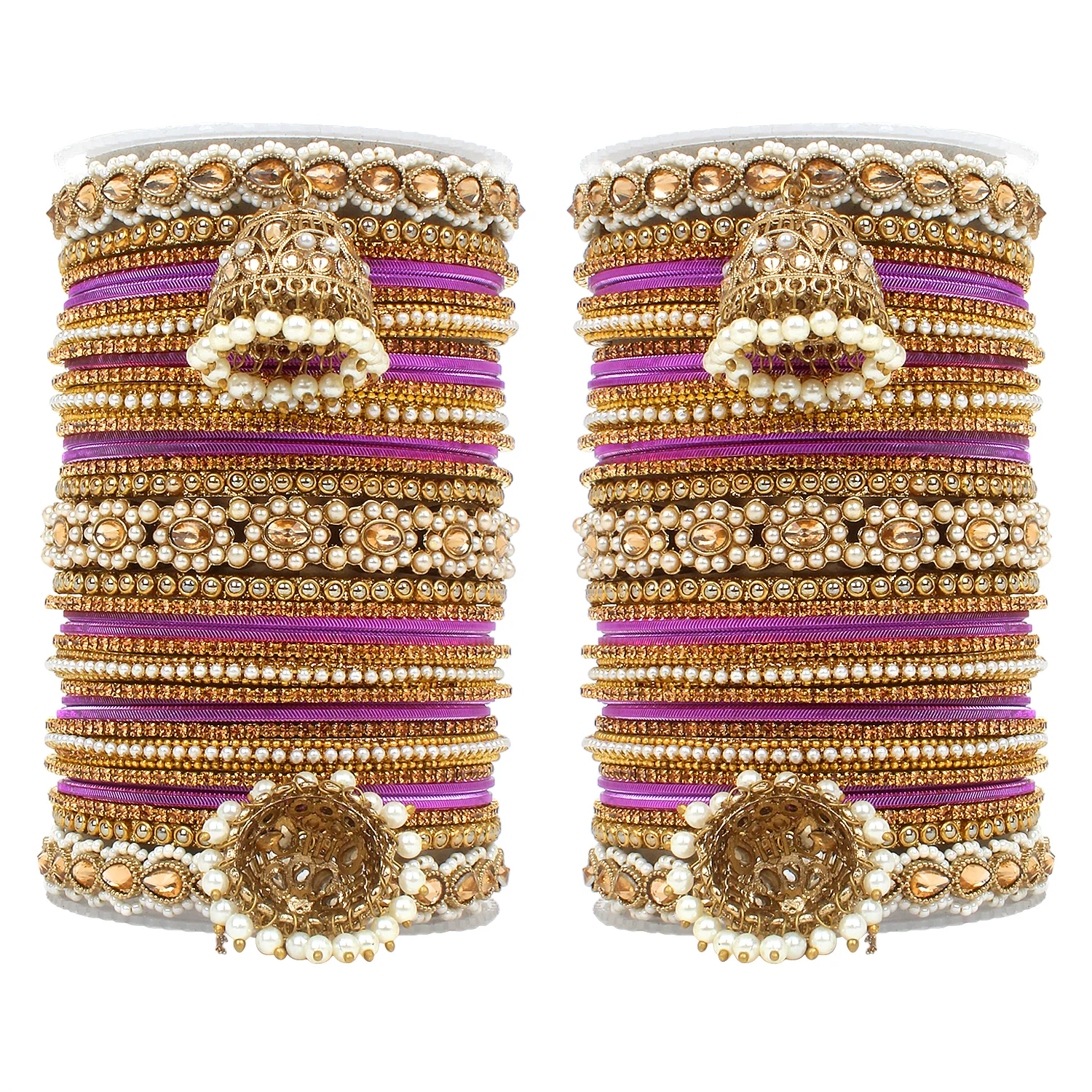 Set of 2 Rich Texture bangle set with Jhumki Borders by Leshya - Image 8