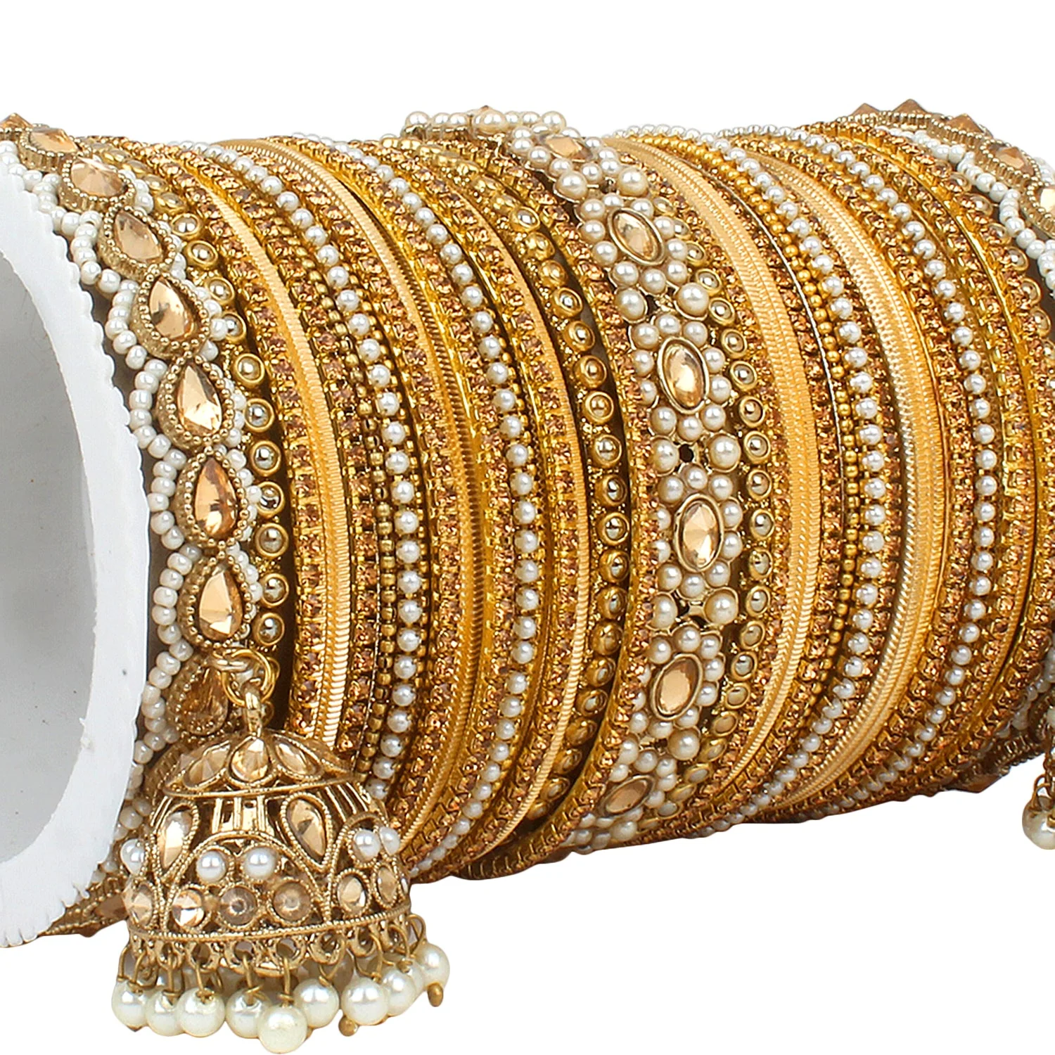 Set of 2 Rich Texture bangle set with Jhumki Borders by Leshya Plus size - Image 5