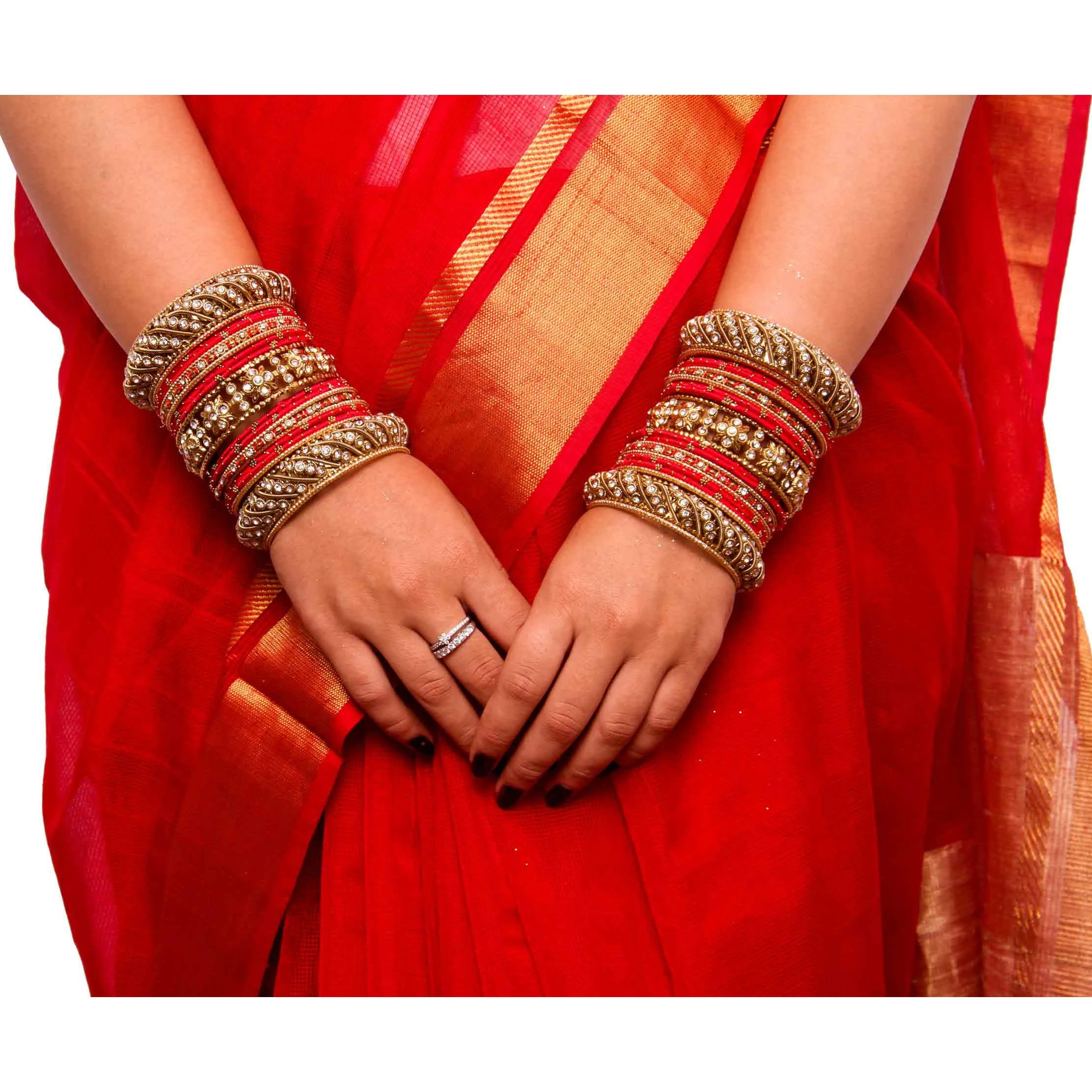 Set of 2 Traditional Colored Silk Thread Bangle Set - Image 7