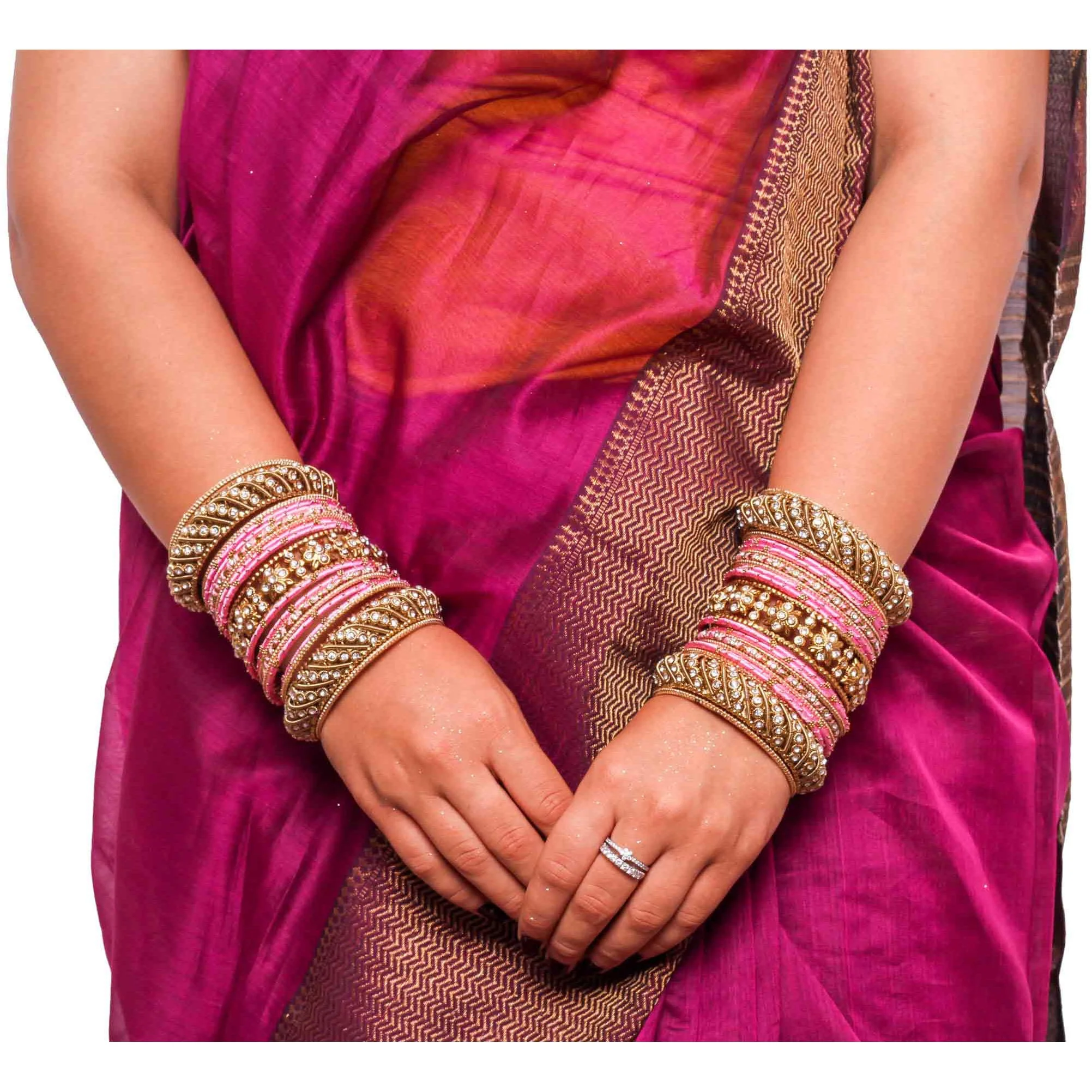 Set of 2 Traditional Colored Silk Thread Bangle Set - Image 9