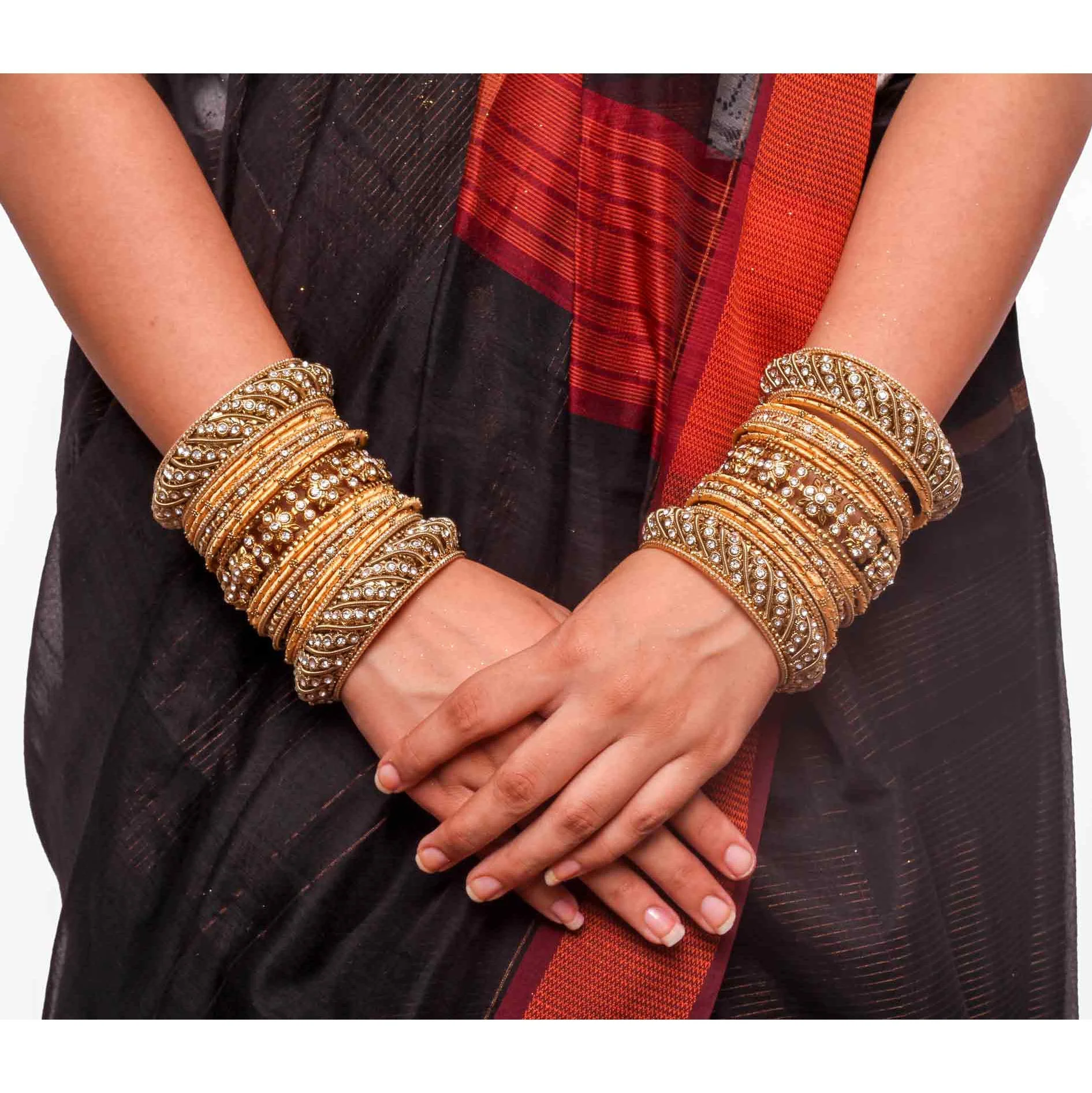 Set of 2 Traditional Colored Silk Thread Bangle Set - Image 11