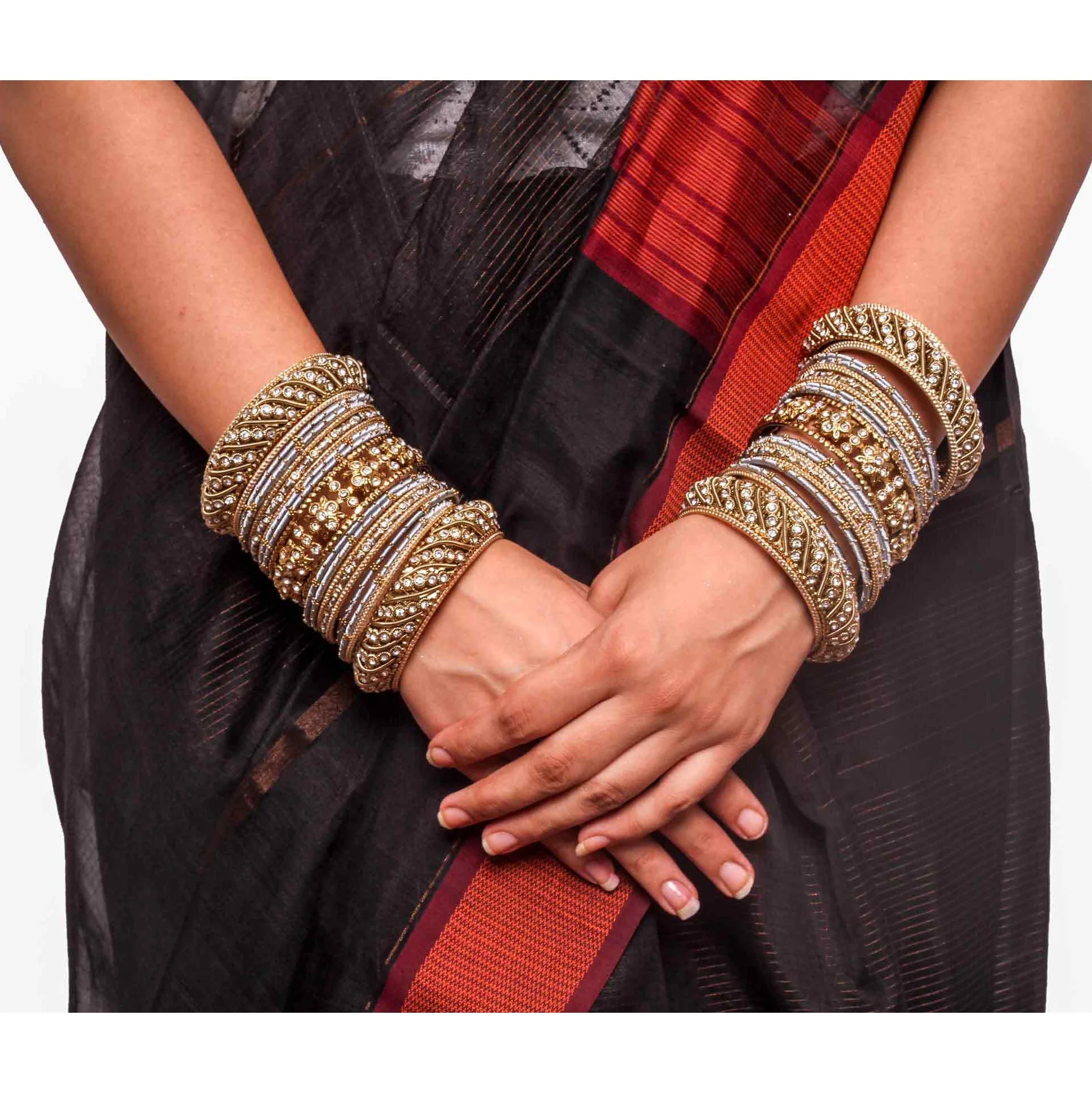Set of 2 Traditional Colored Silk Thread Bangle Set - Image 16