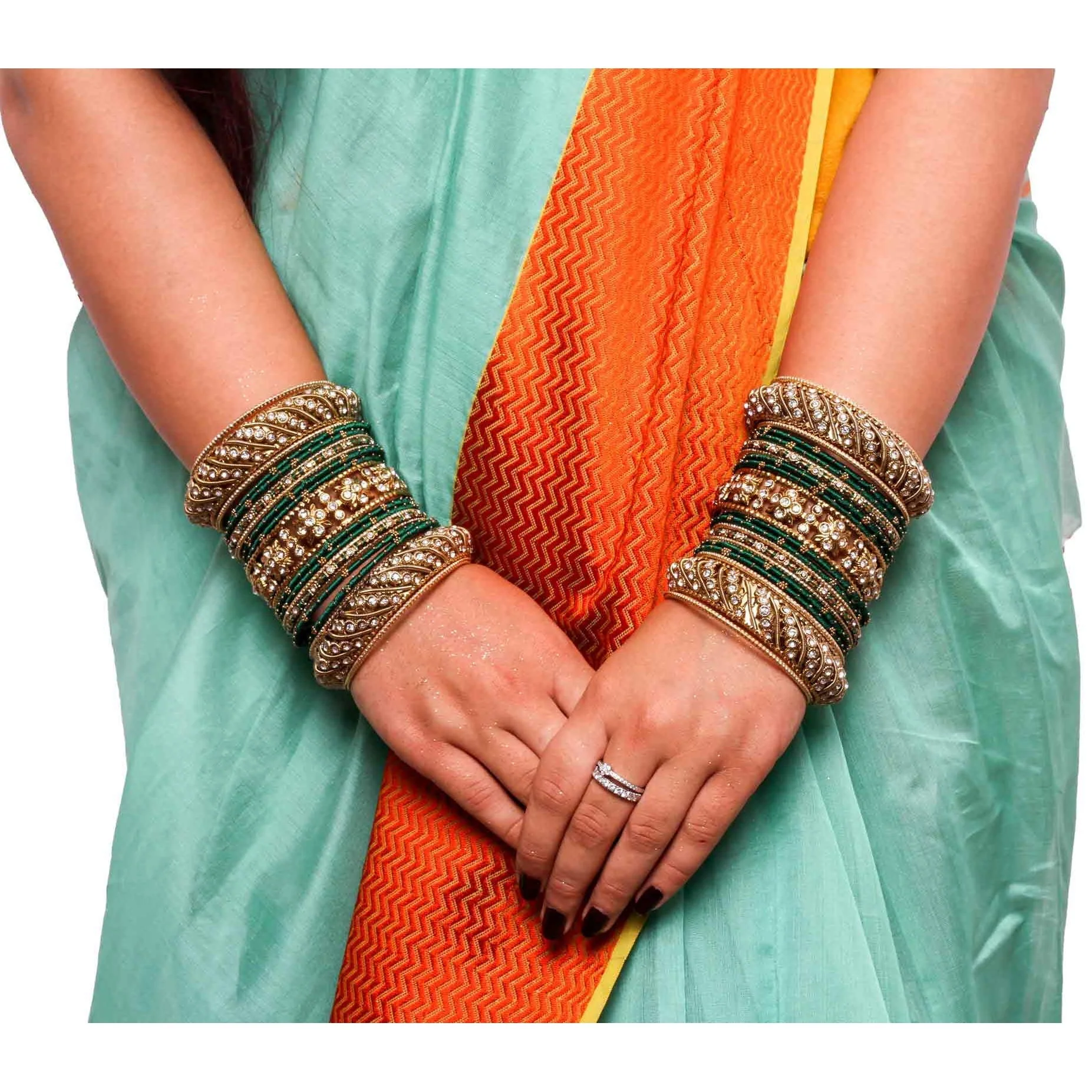 Set of 2 Traditional Colored Silk Thread Bangle Set - Image 9