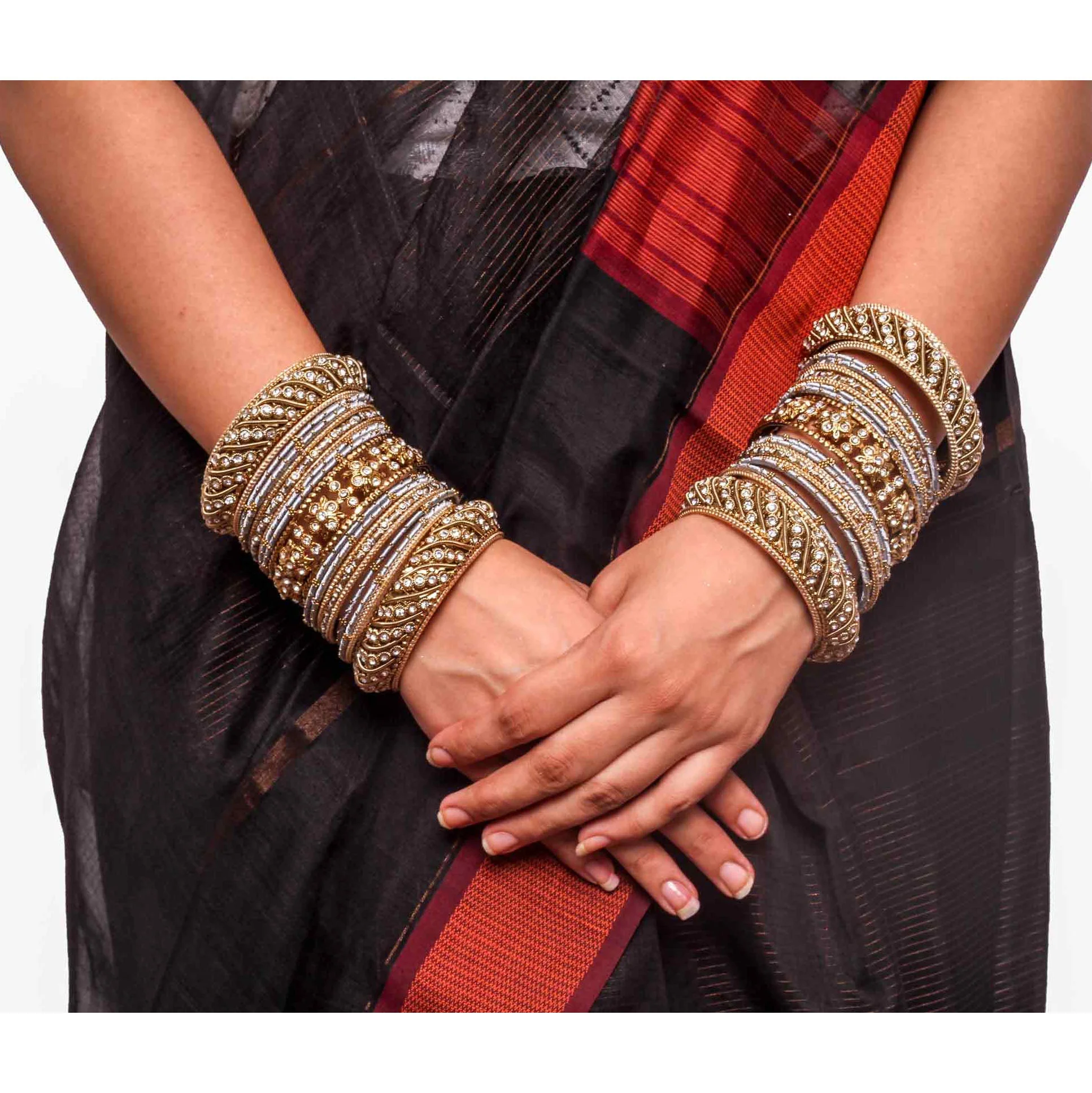 Set of 2 Traditional Colored Silk Thread Bangle Set - Image 14