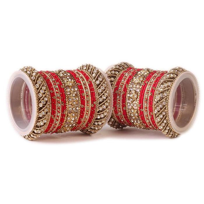 Set of 2 Traditional Colored Silk Thread Bangle Set - Image 6