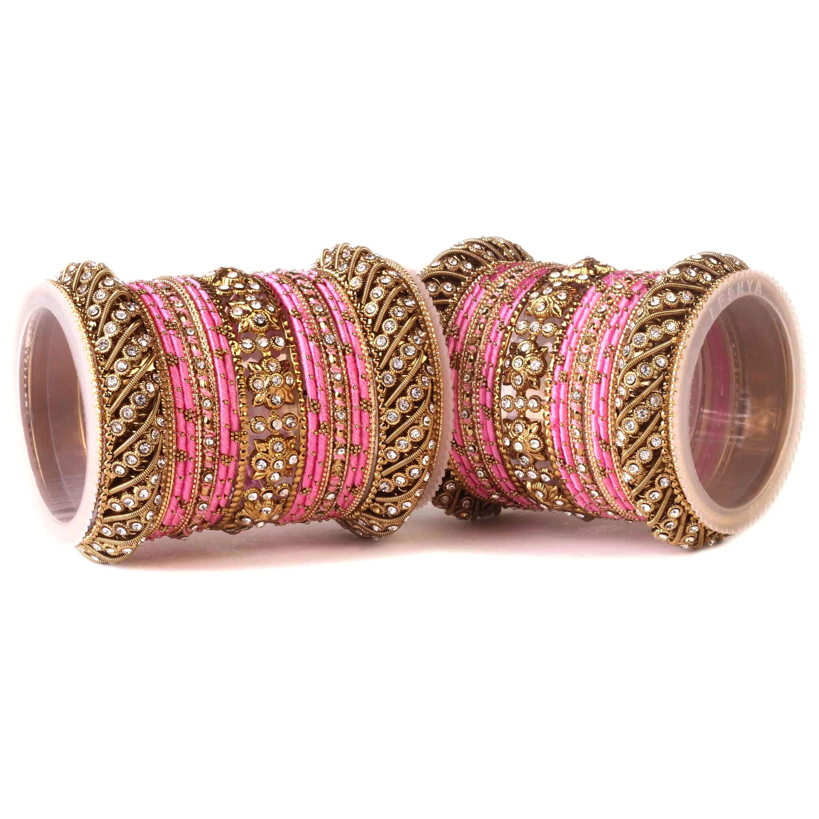 Set of 2 Traditional Colored Silk Thread Bangle Set - Image 8